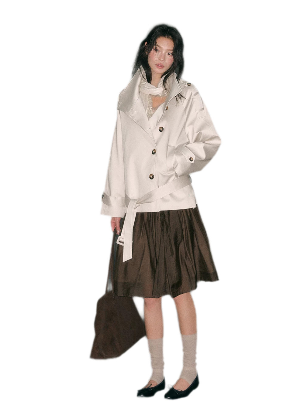 Trench coat in twill ad alta densità con cintura