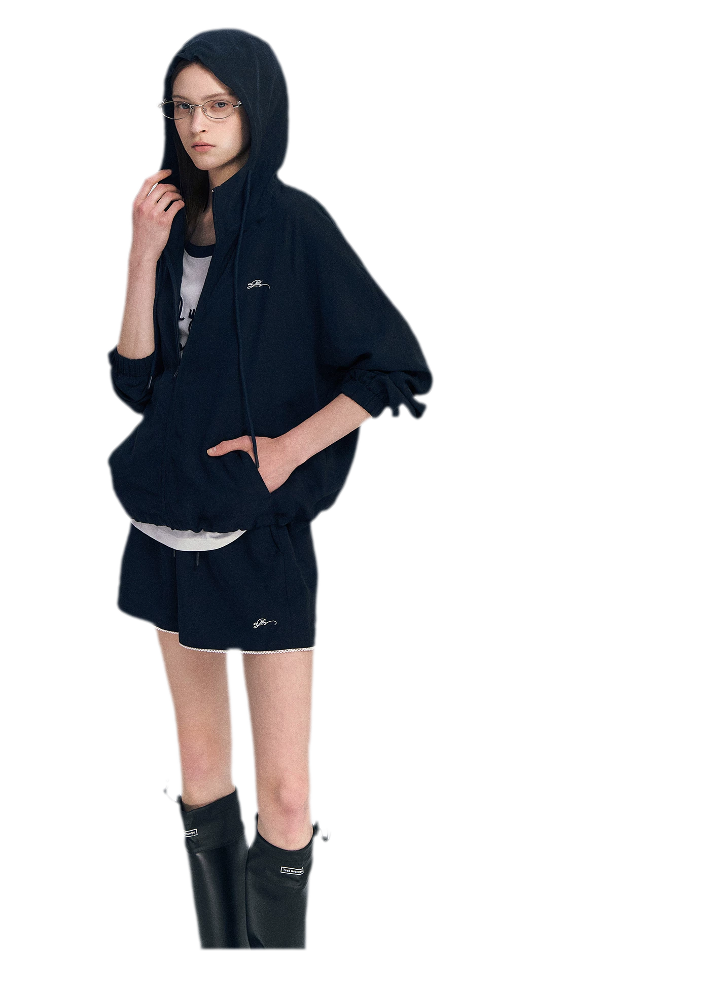 Lace Trim Drawstring Set