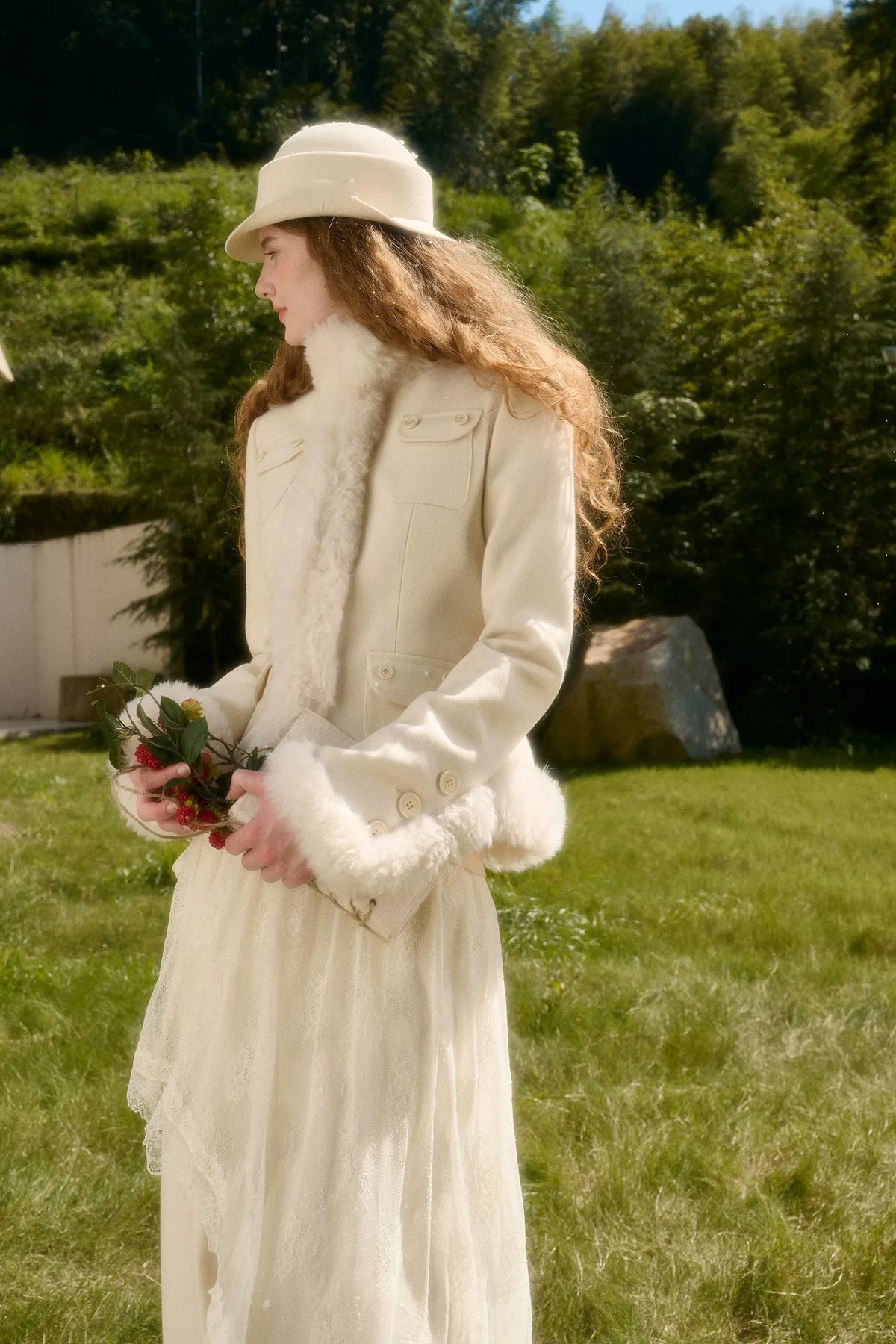 Plush Trim Cropped Wool Jacket