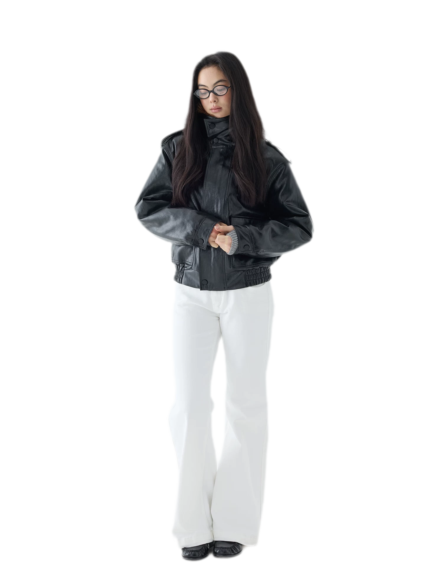 Oil-Wax Cropped PU Jacket