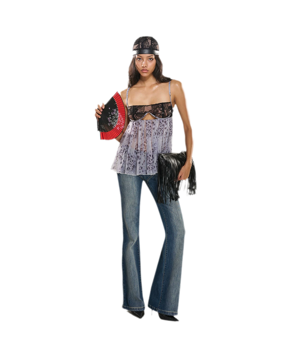 Washed Denim Multi-Belt Jeans