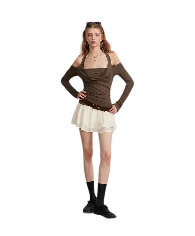Pleated Ruffle A-Line Skirt