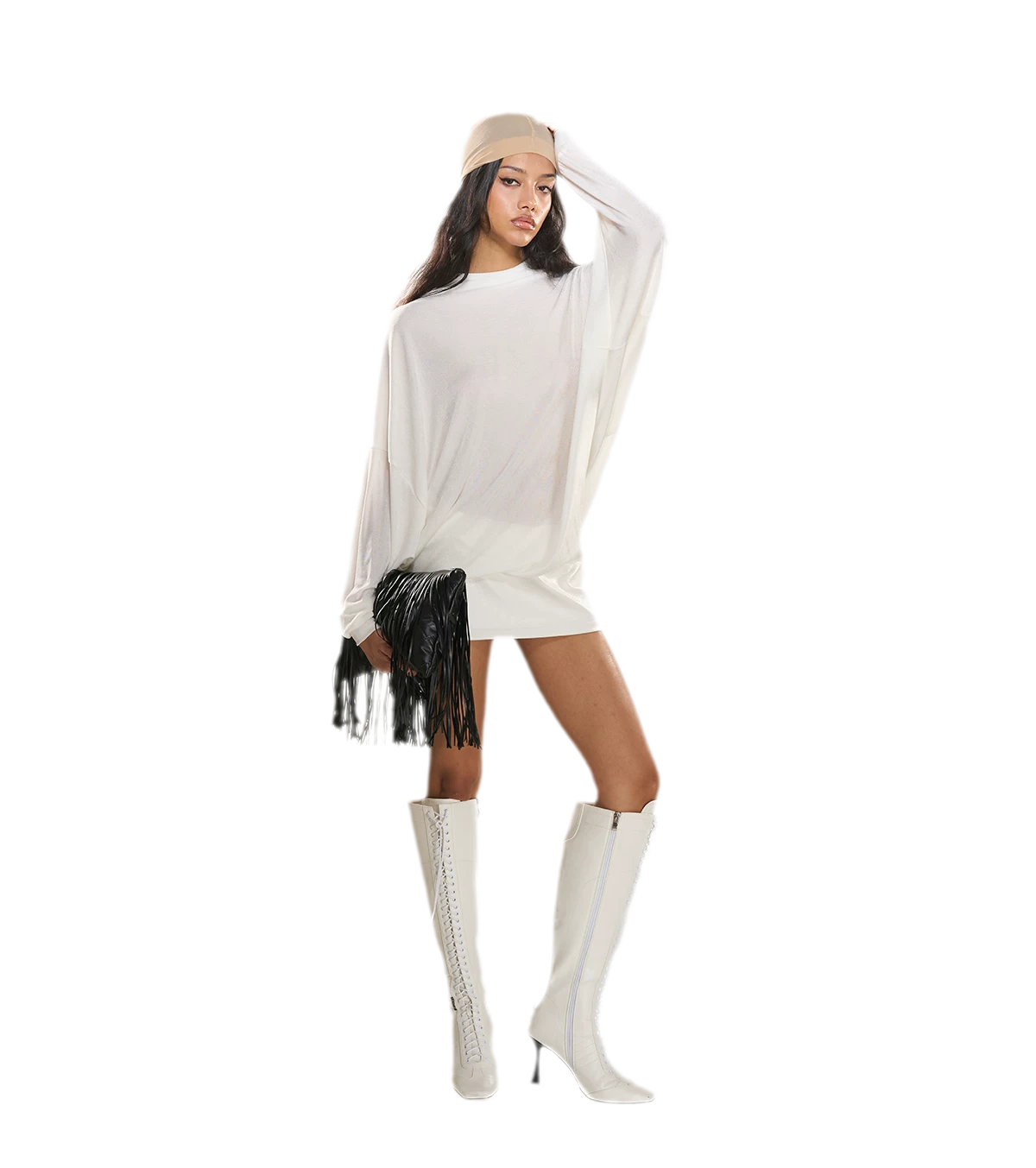 Rhinestone Open-Back Batwing Dress