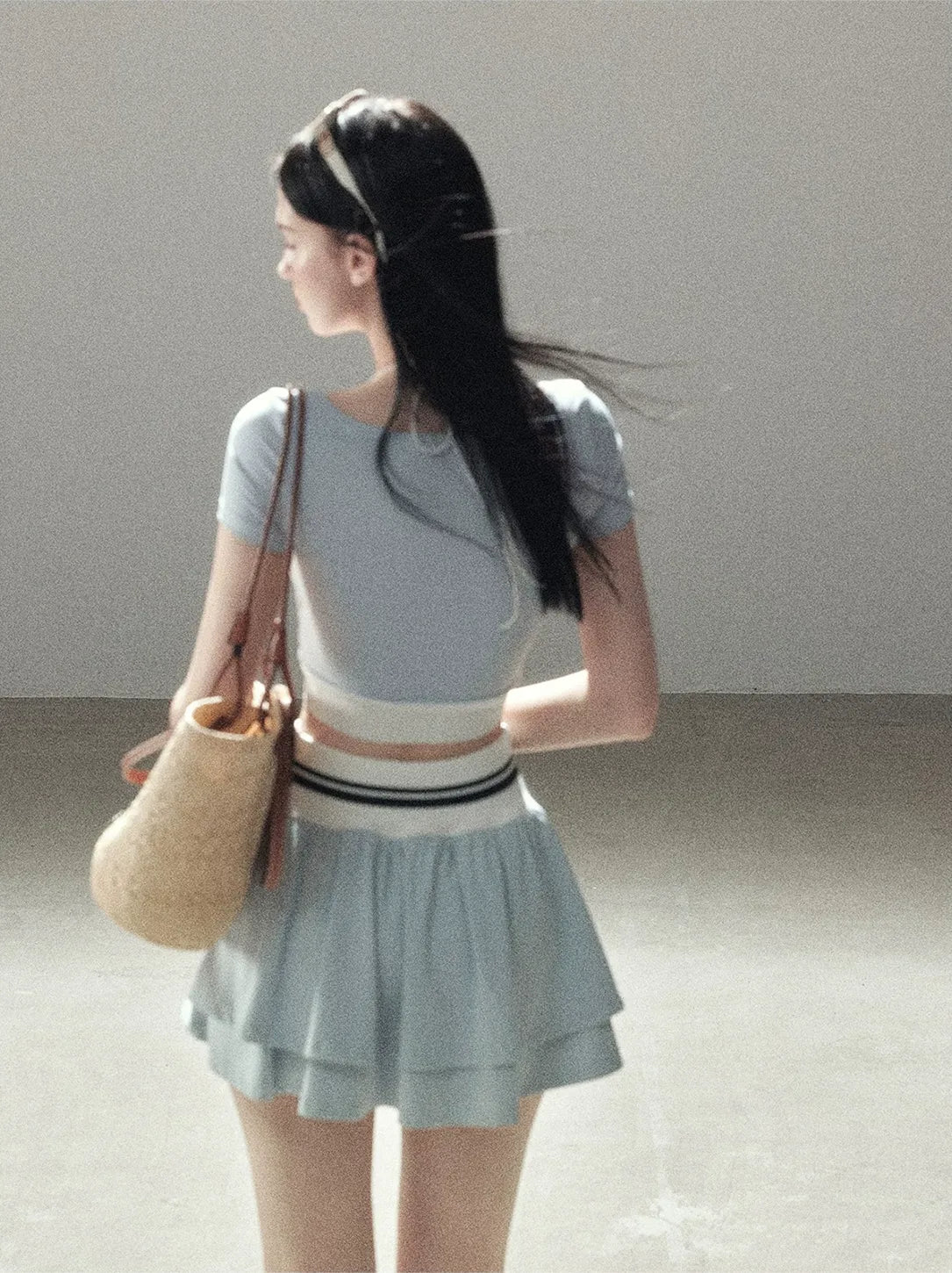 Contrast Layered Tennis Skort Set