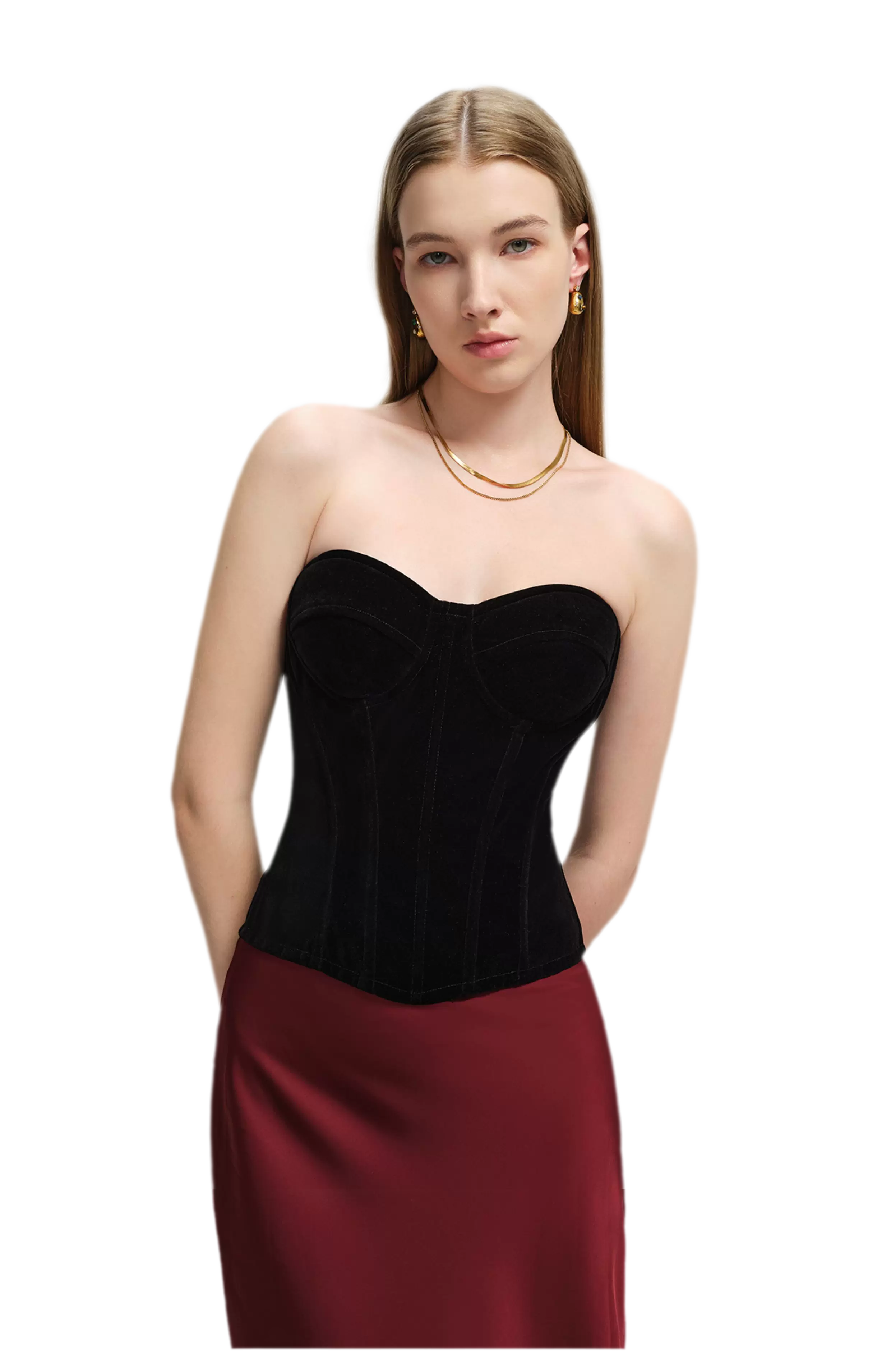 Velvet Boned Corset Top