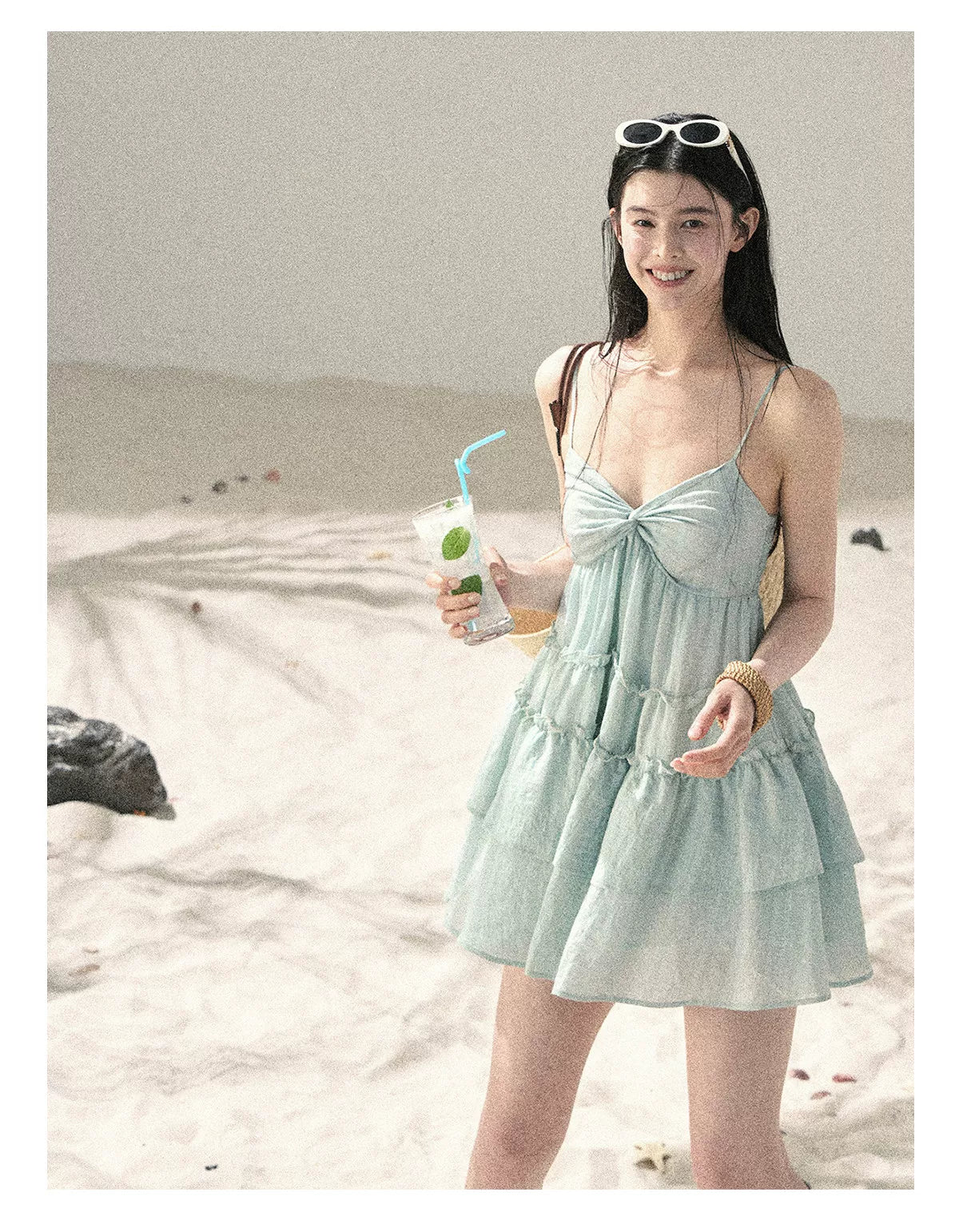 "Mossy Stone Steps" Summer Beach Camisole Dress