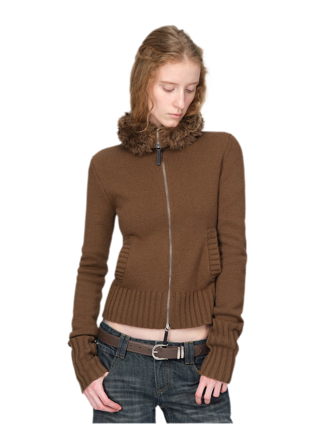 Wool Ribbed Fitted Cardigan