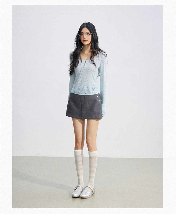 Ice Silk Hollow Knit Top