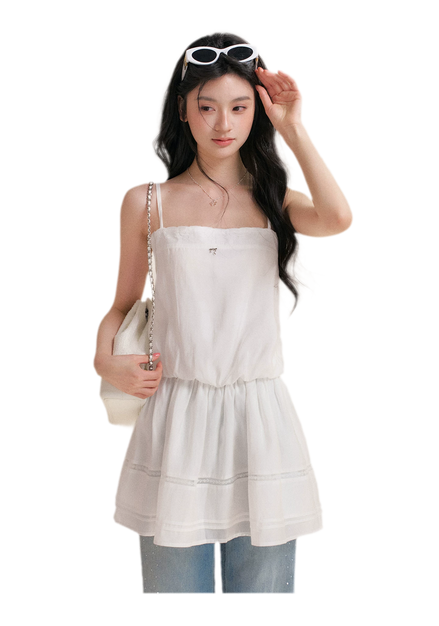 Soft Tencel Lace Dress & Cardigan Set