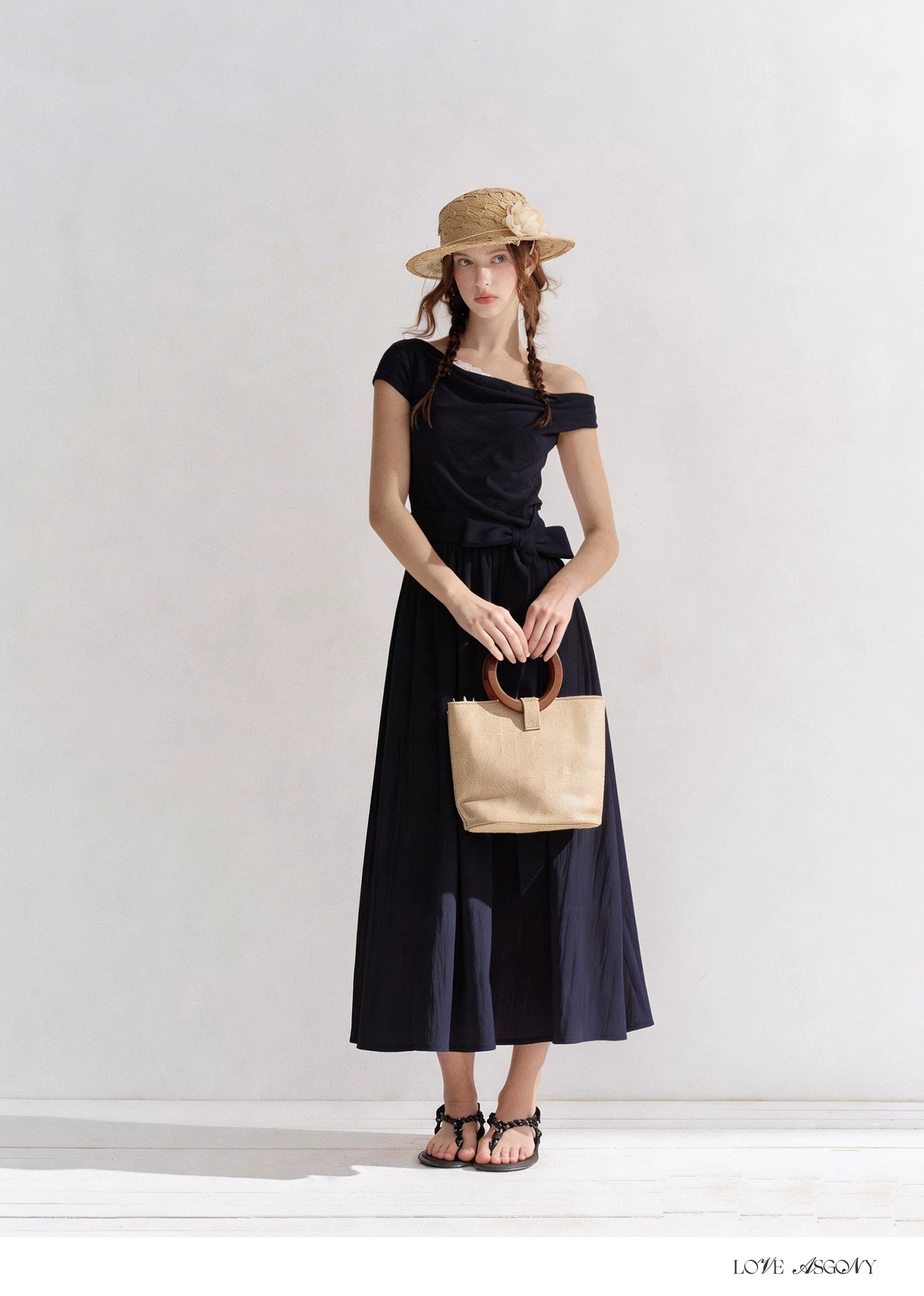 Lace-Trim Off-Shoulder Tie Dress