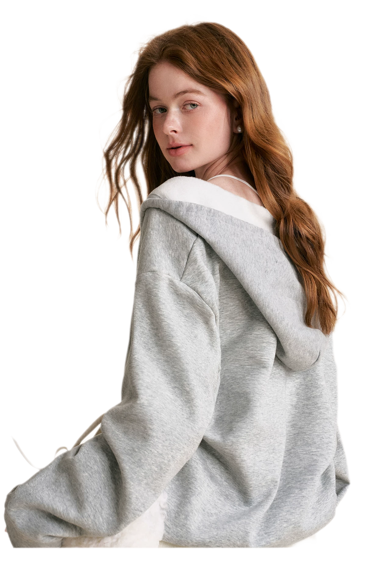 Cotton-Feel Ruched Oversized Hoodie