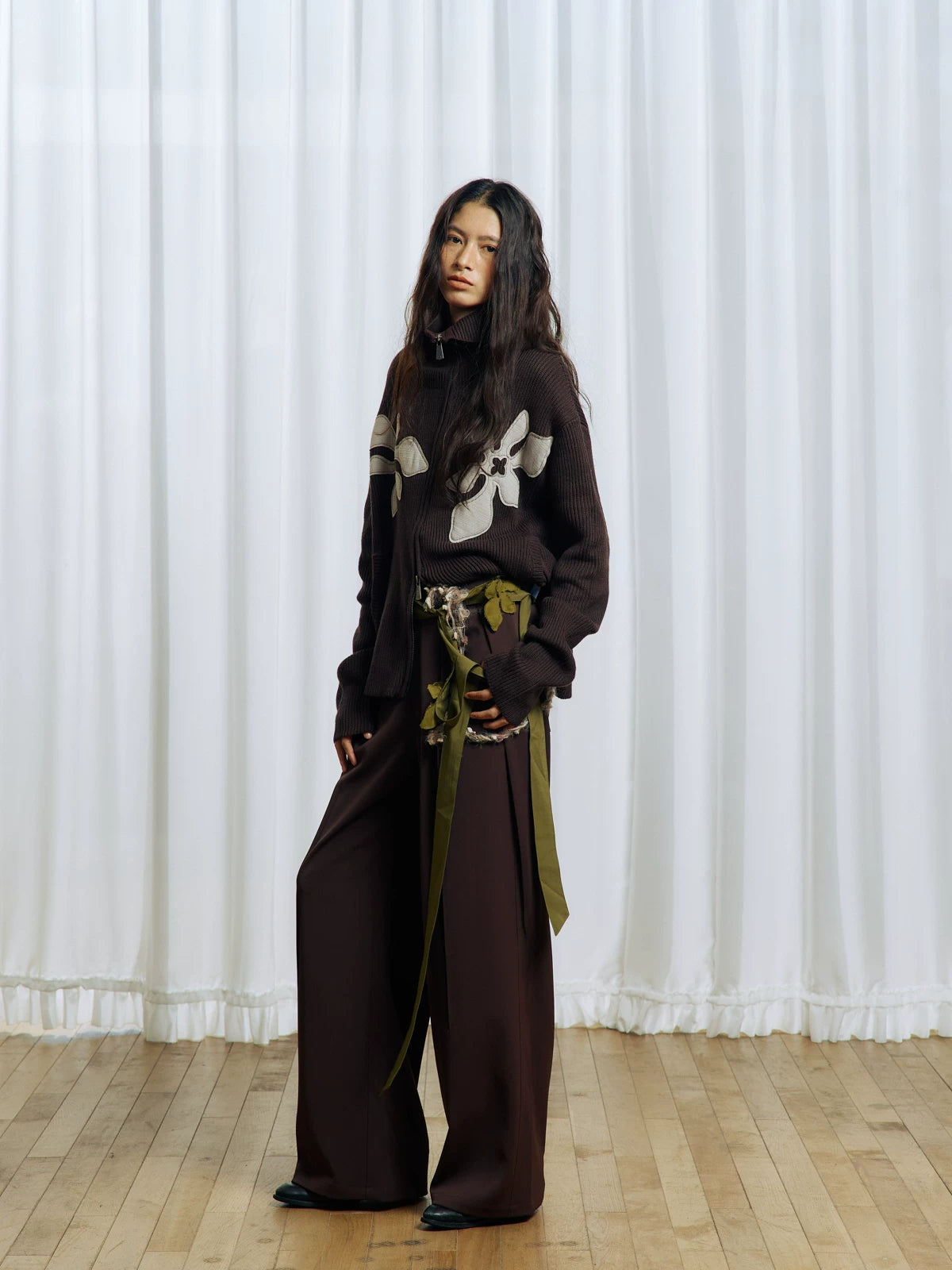 Appliqué Zip-Up Knit Jacket