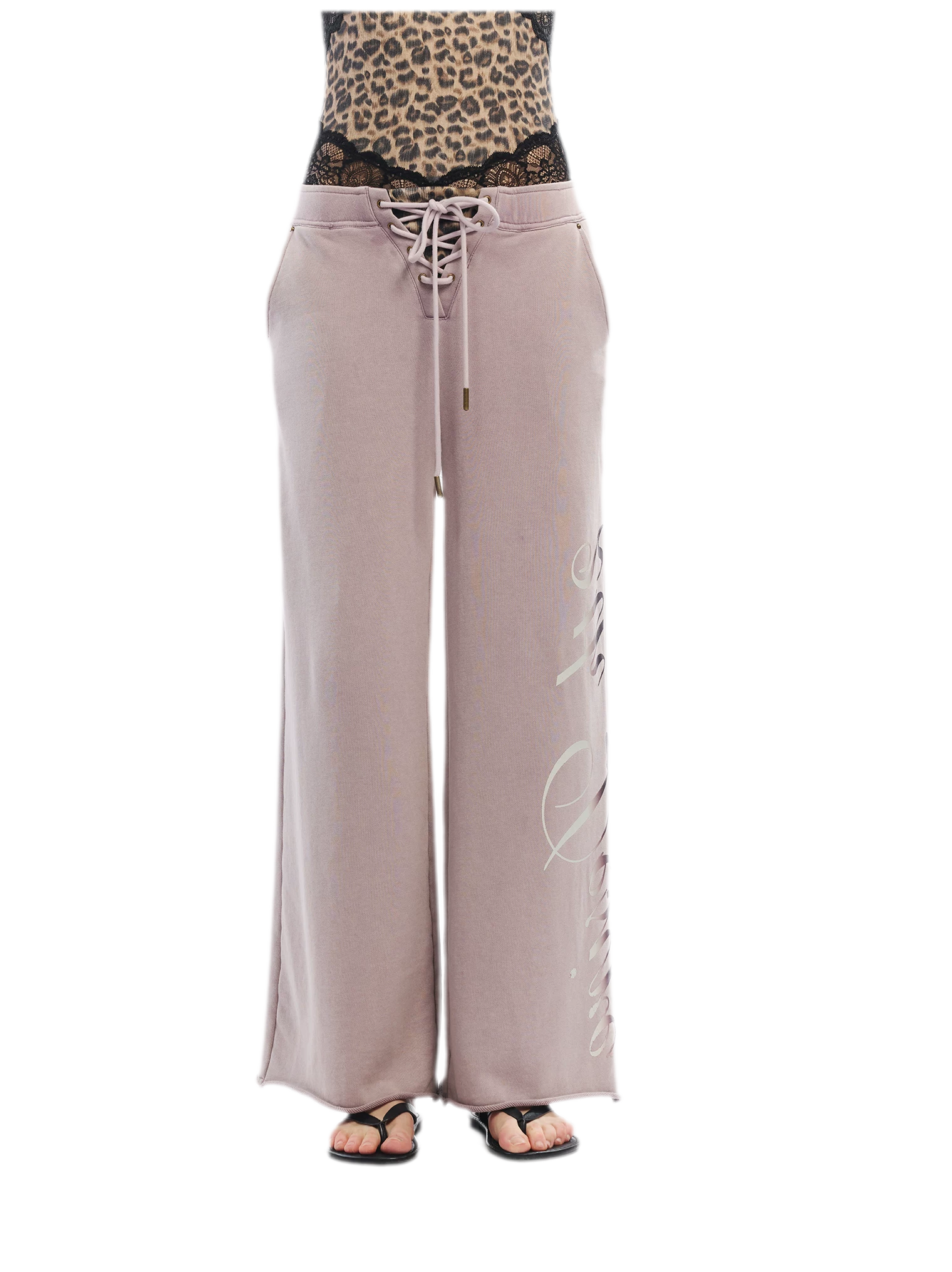 Vintage Letter Print Wide-Leg Pants