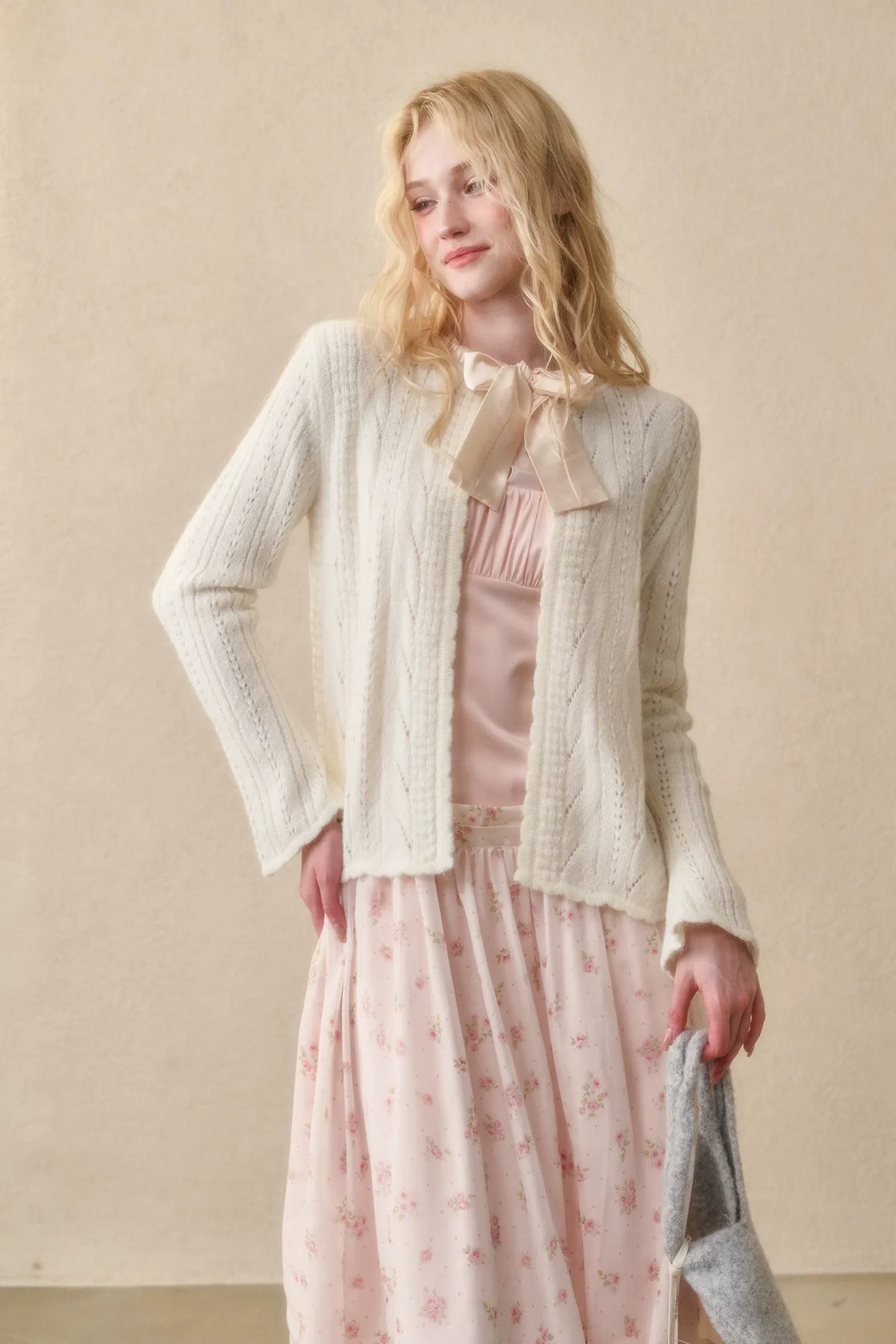 Soft Wool Ribbon Cardigan
