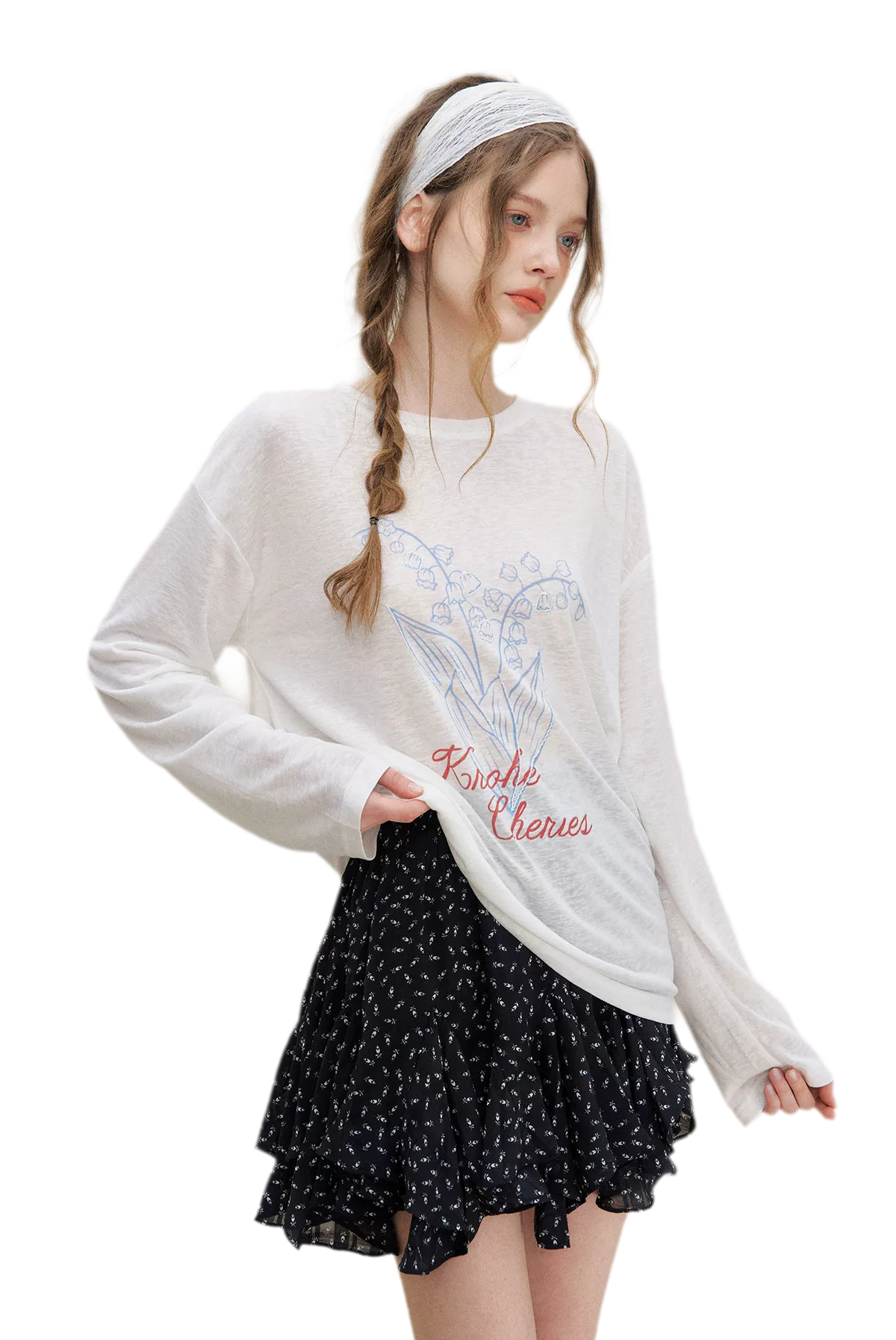 Hand-Drawn Floral Sun Protection Pullover
