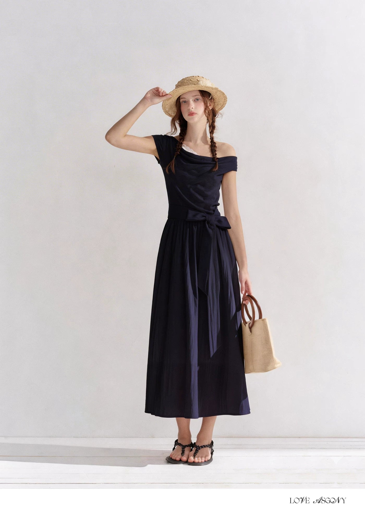Lace-Trim Off-Shoulder Tie Dress