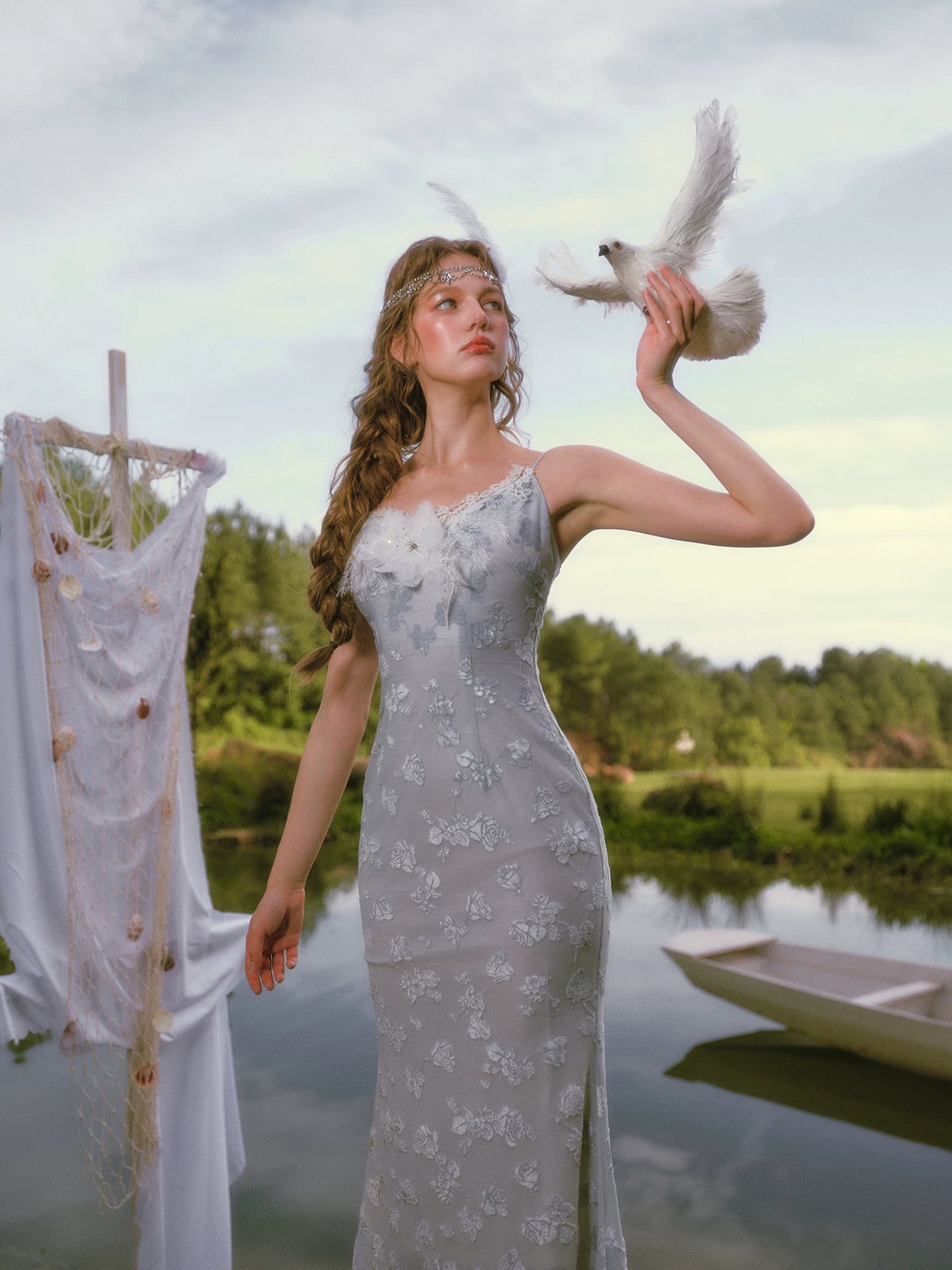 Burnout Velvet Fishtail Dress
