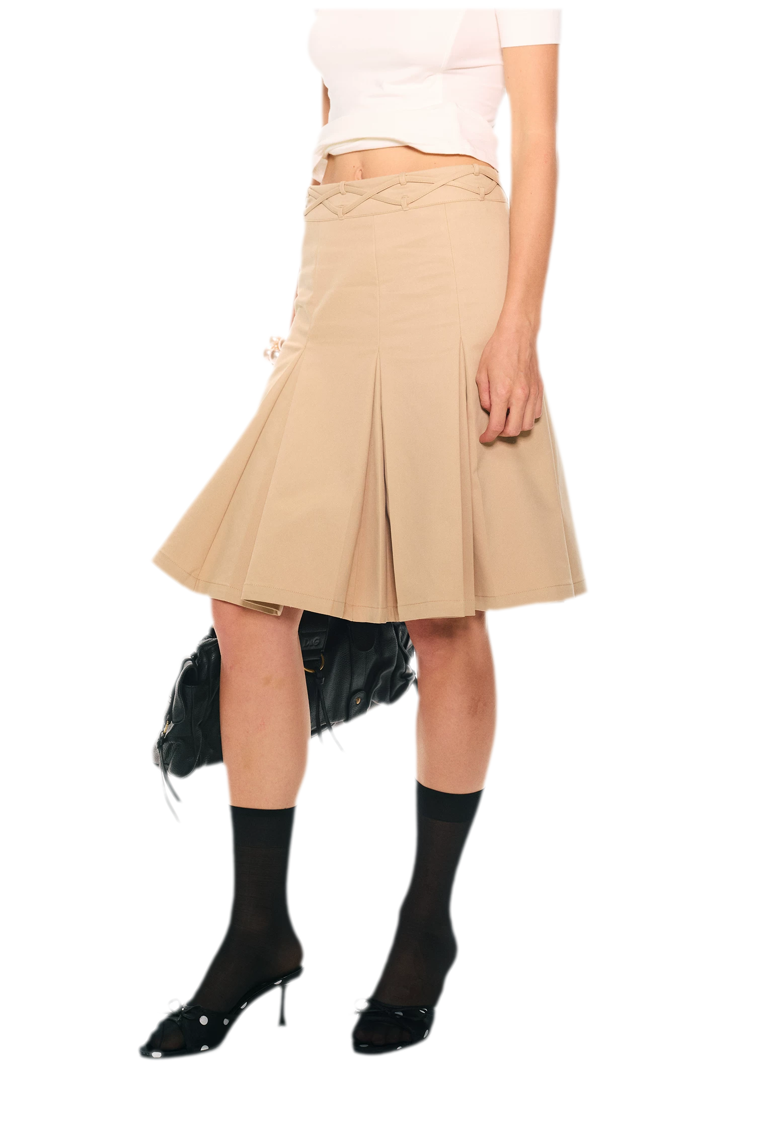 Low Waist Pleated A-Line Skirt