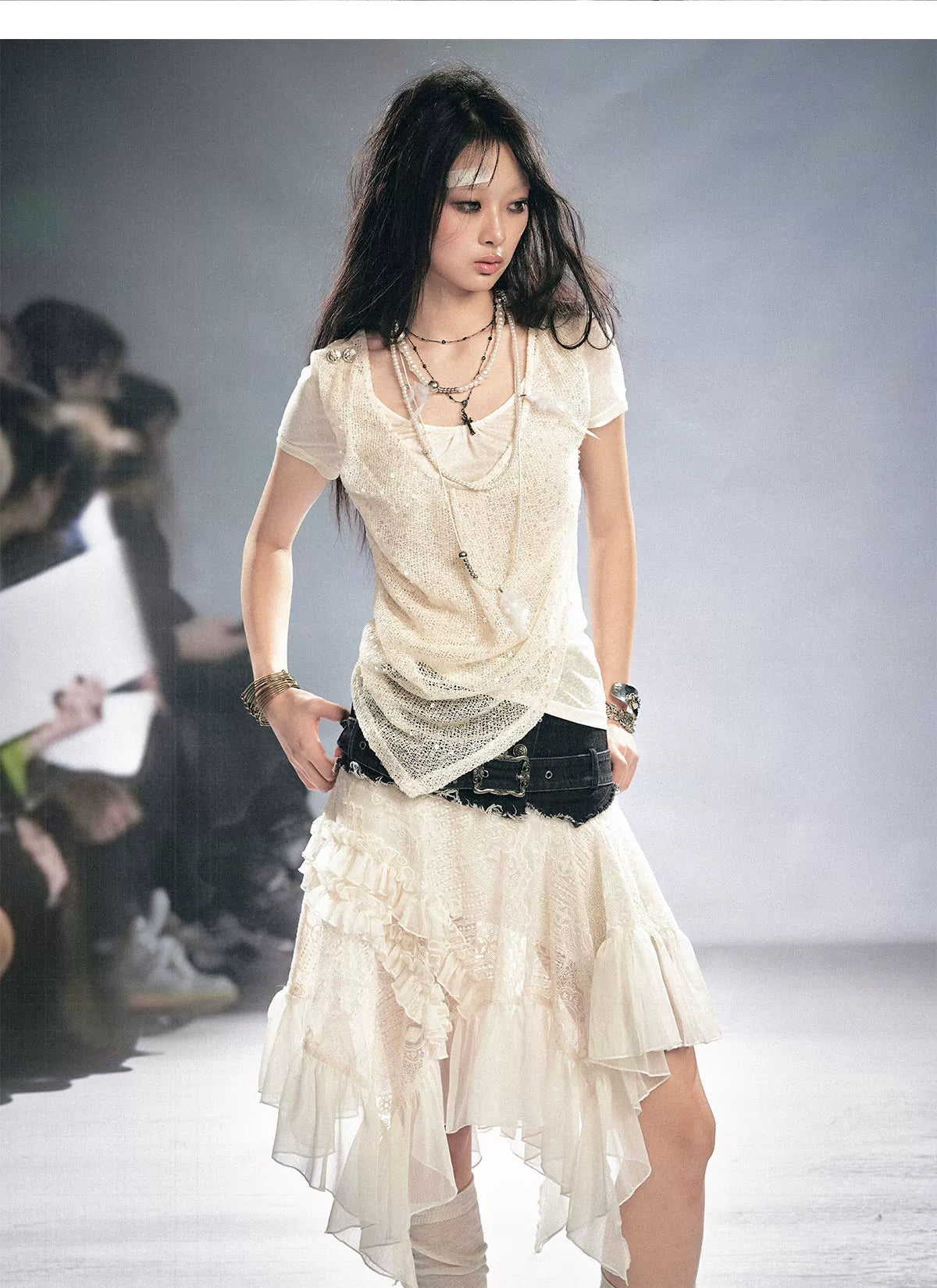 Lace Patchwork Tulle Skirt