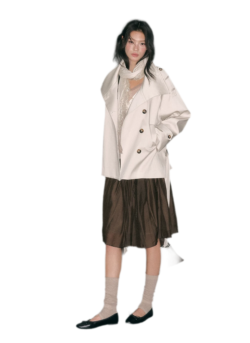 Trench coat in twill ad alta densità con cintura