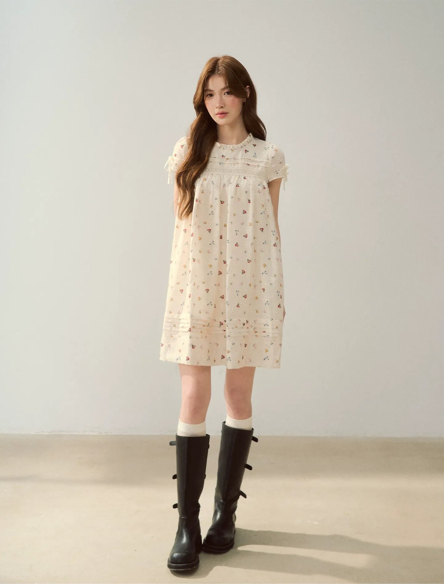 Embroidered Ruffle Dress