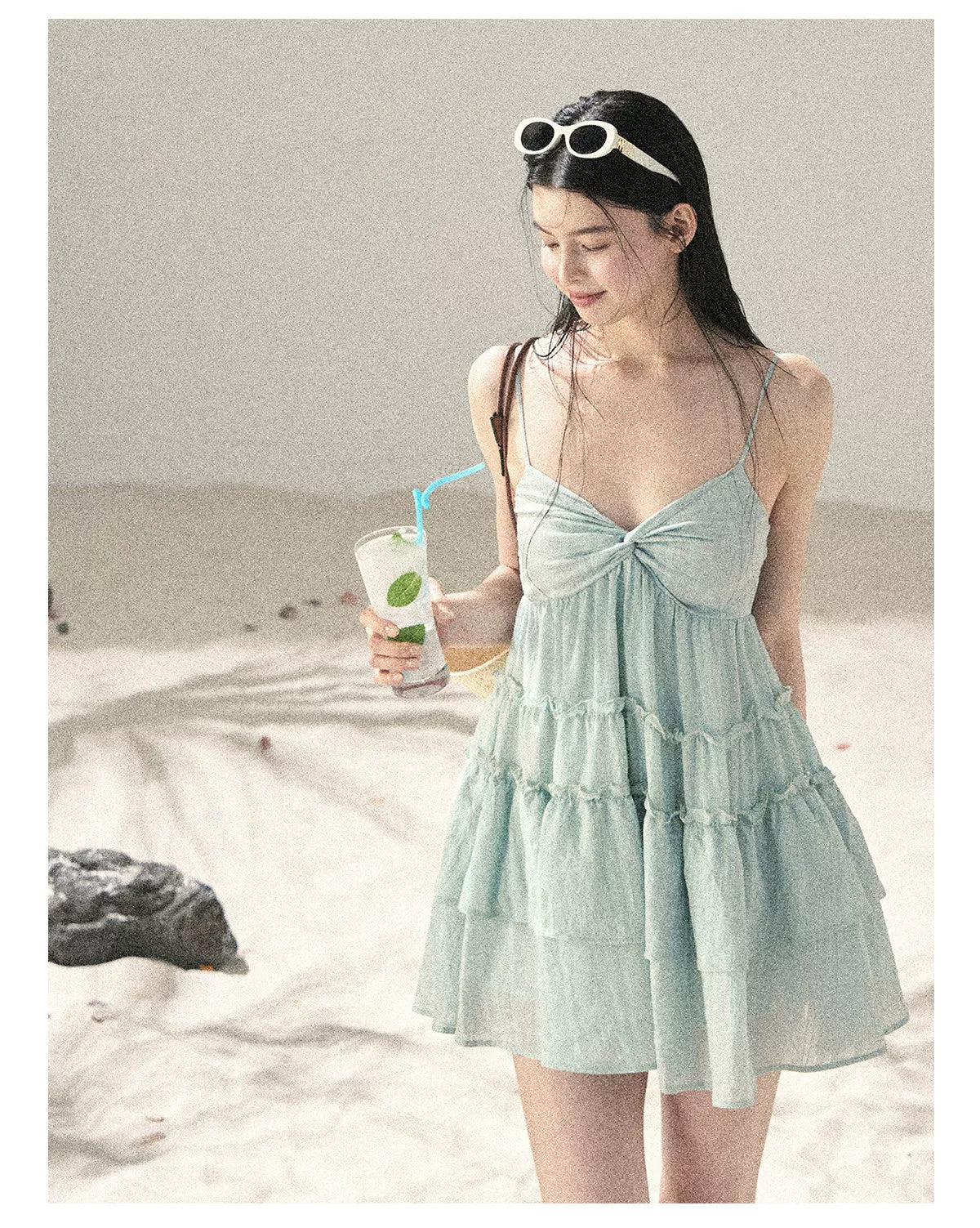 "Mossy Stone Steps" Summer Beach Camisole Dress