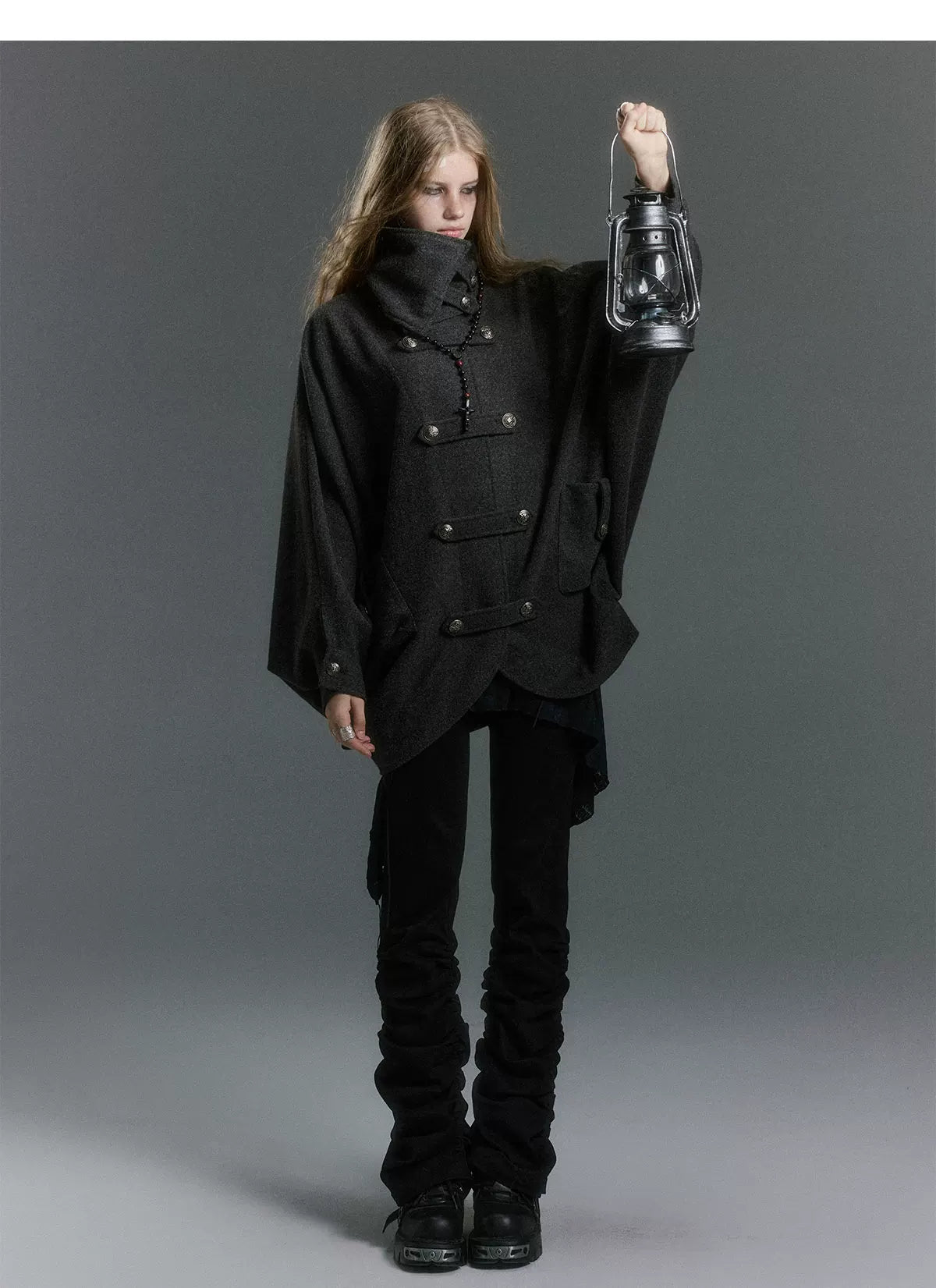 Double-Sided Batwing Wool Coat
