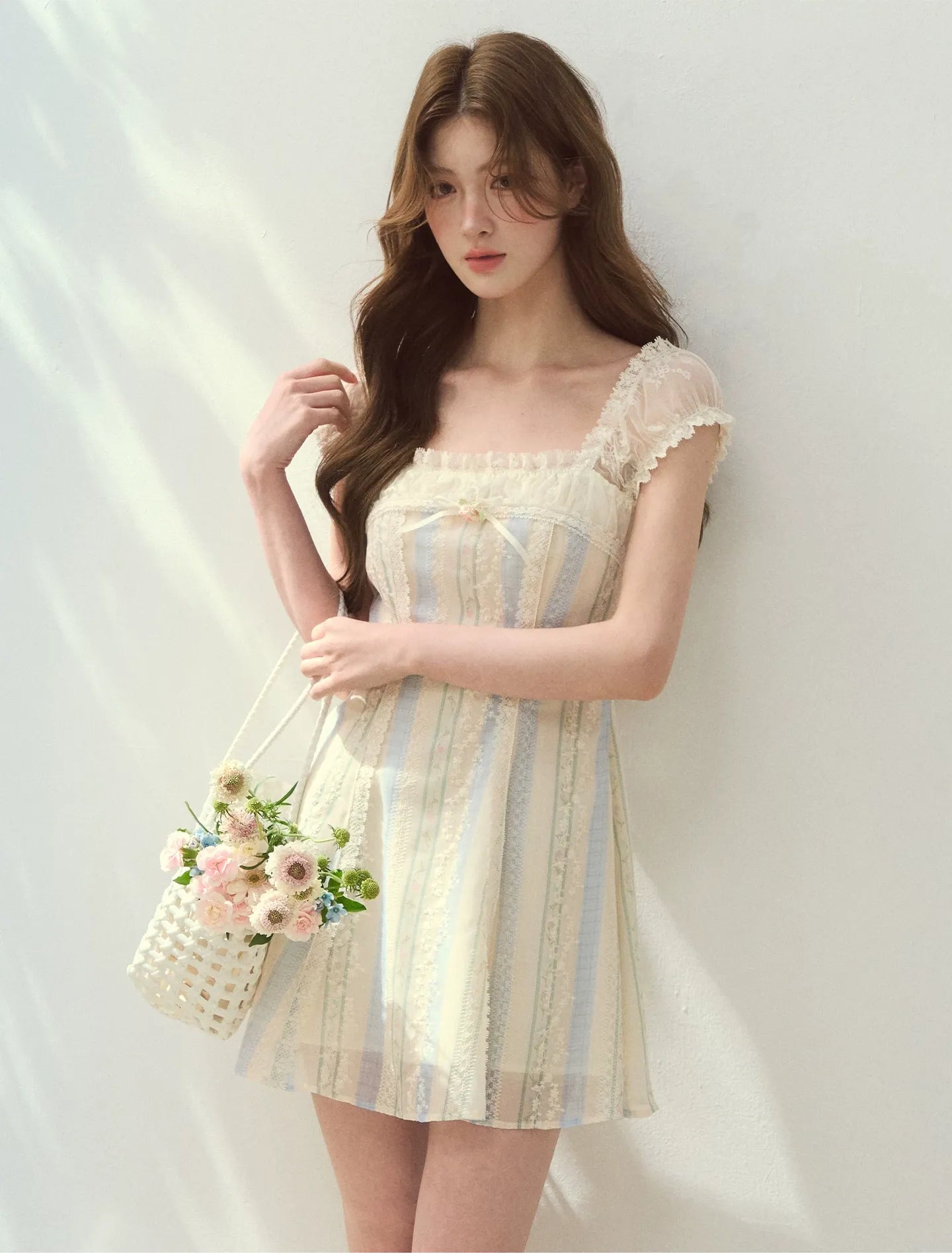 Floral Stripe A-Line Dress