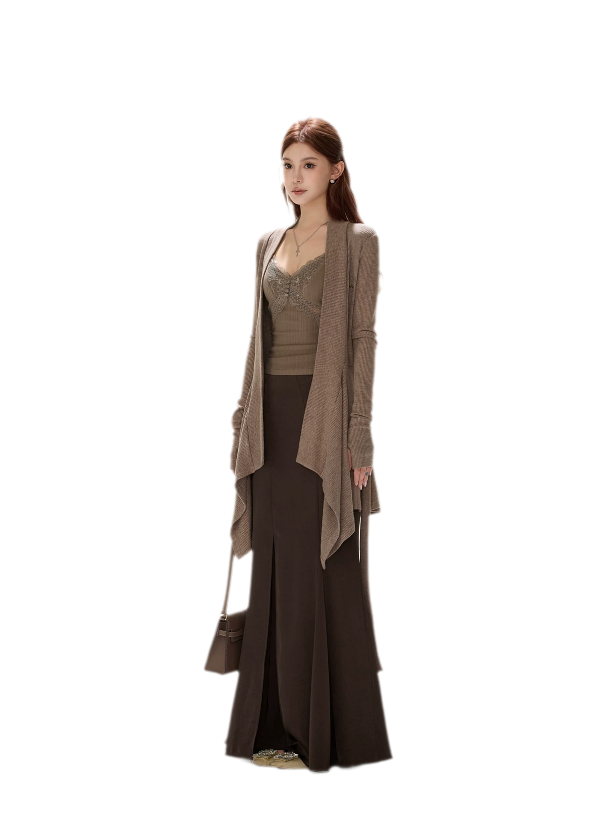 Matte Drape Irregular Hem Cardigan