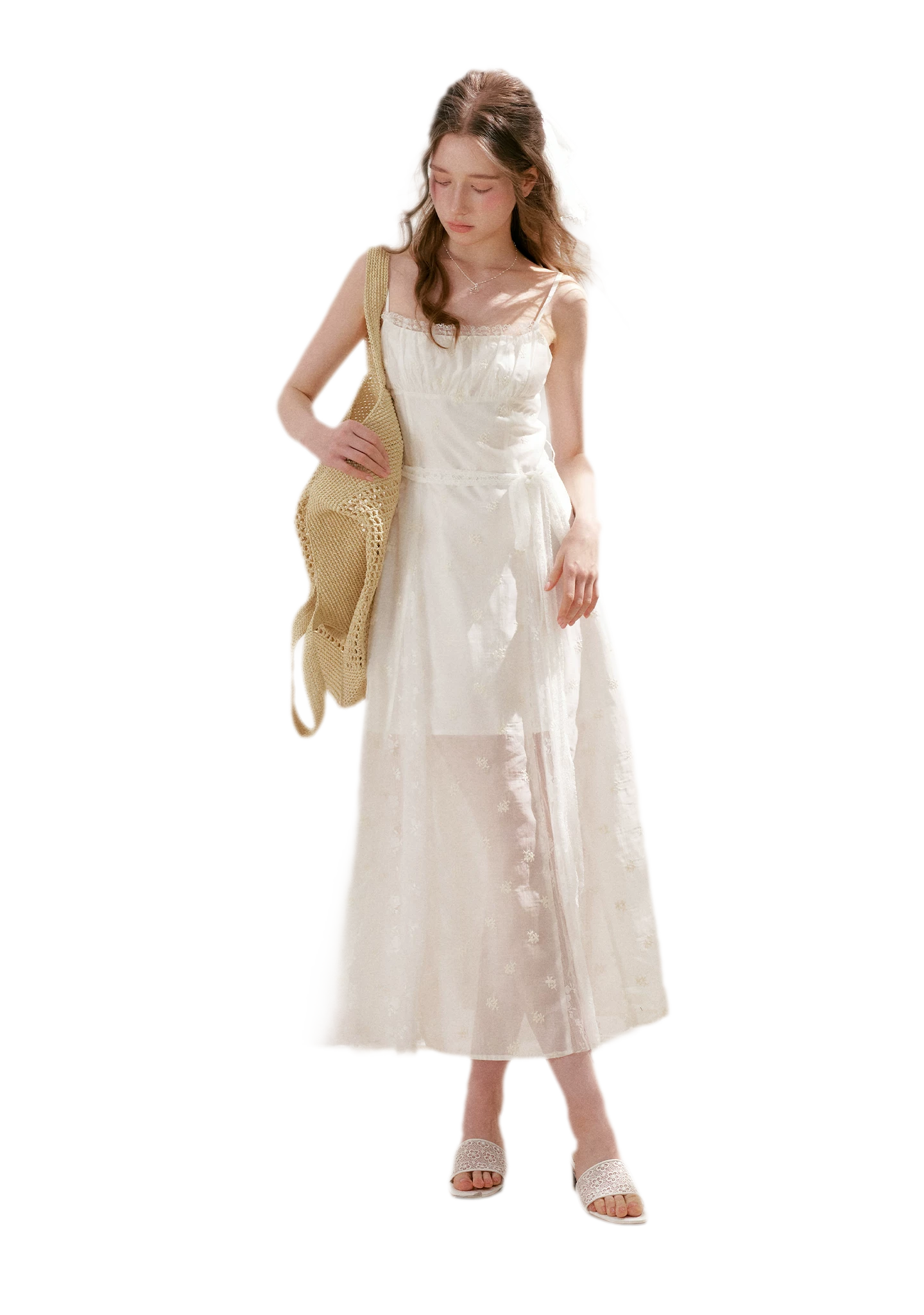 French Embroidered A-line Dress