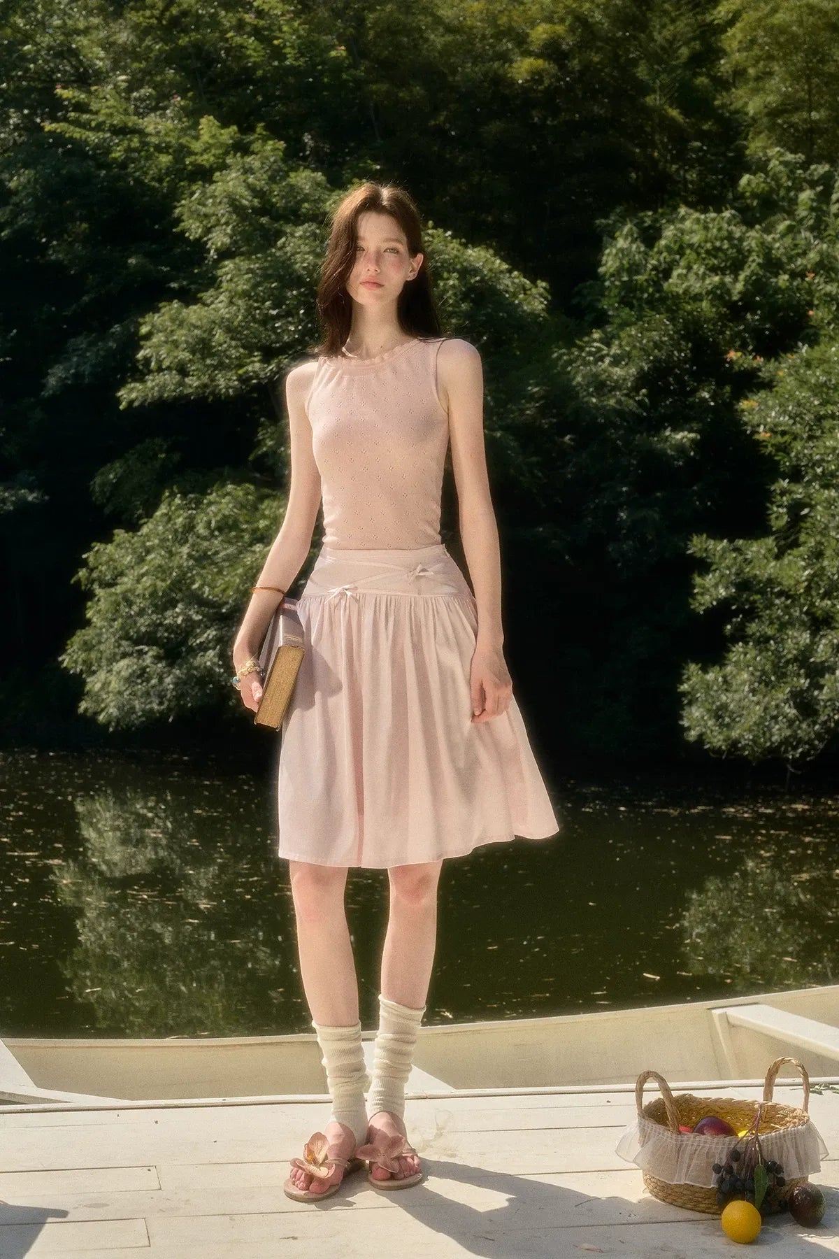 Satin Bow A-Line Skirt