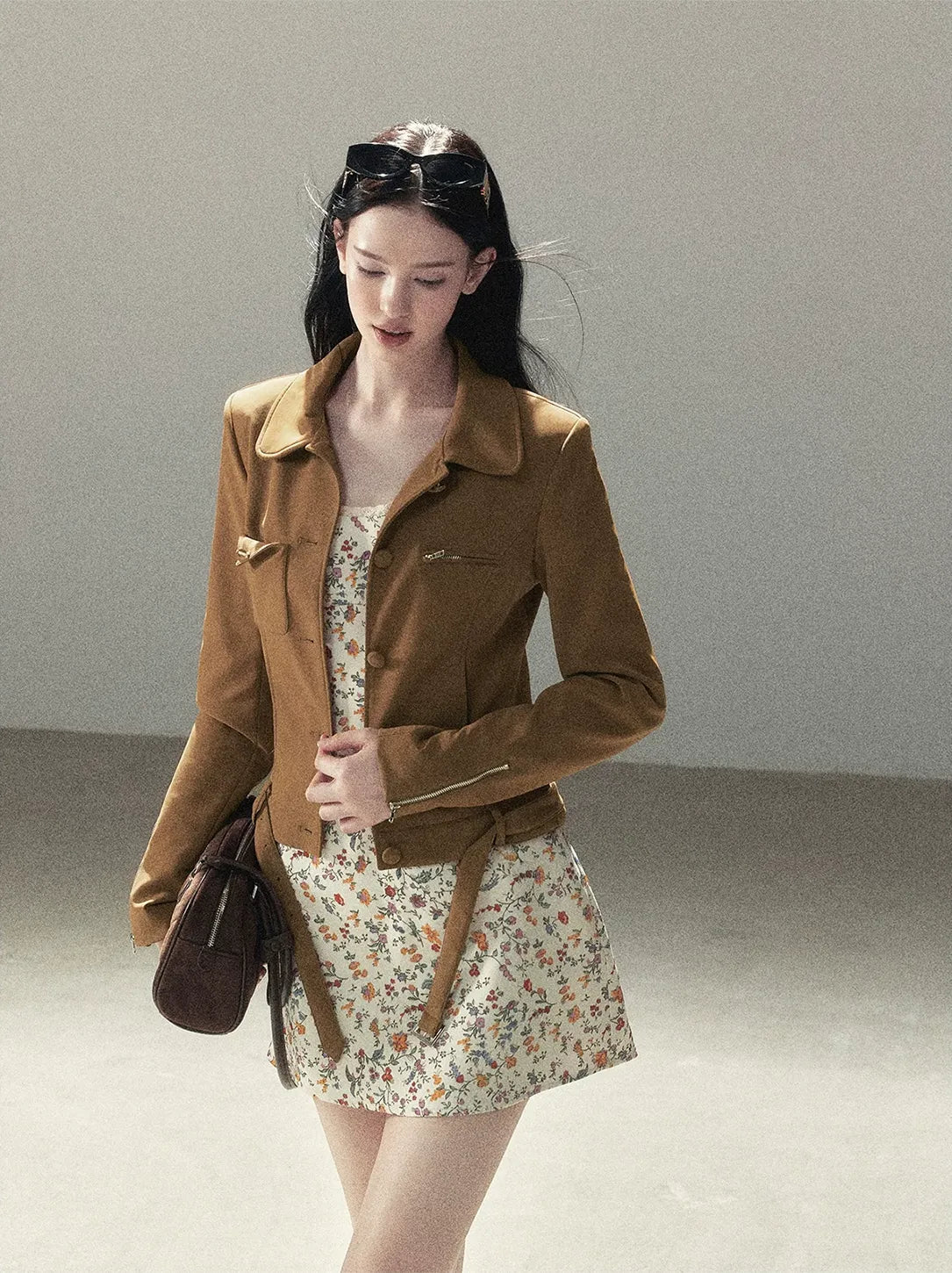 Soft Suede Cropped Utility Jacket