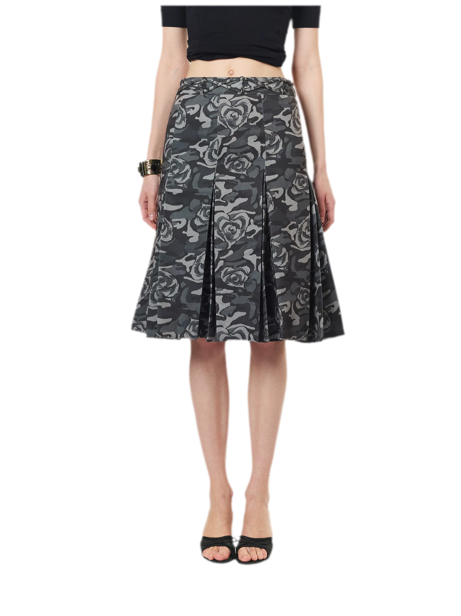 Low Waist Pleated A-Line Skirt