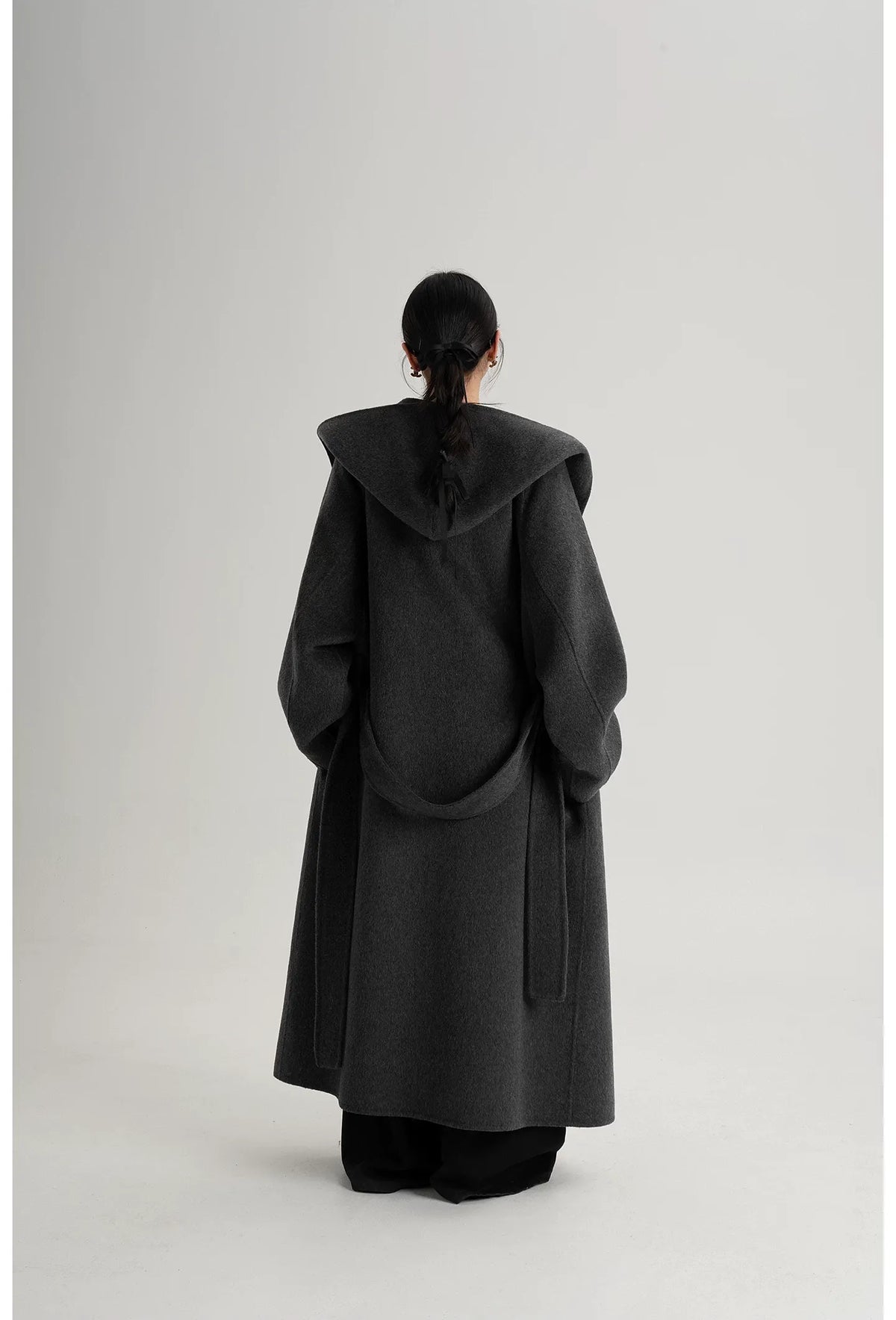 Hand-Sewn Oversized Hooded Wool Coat