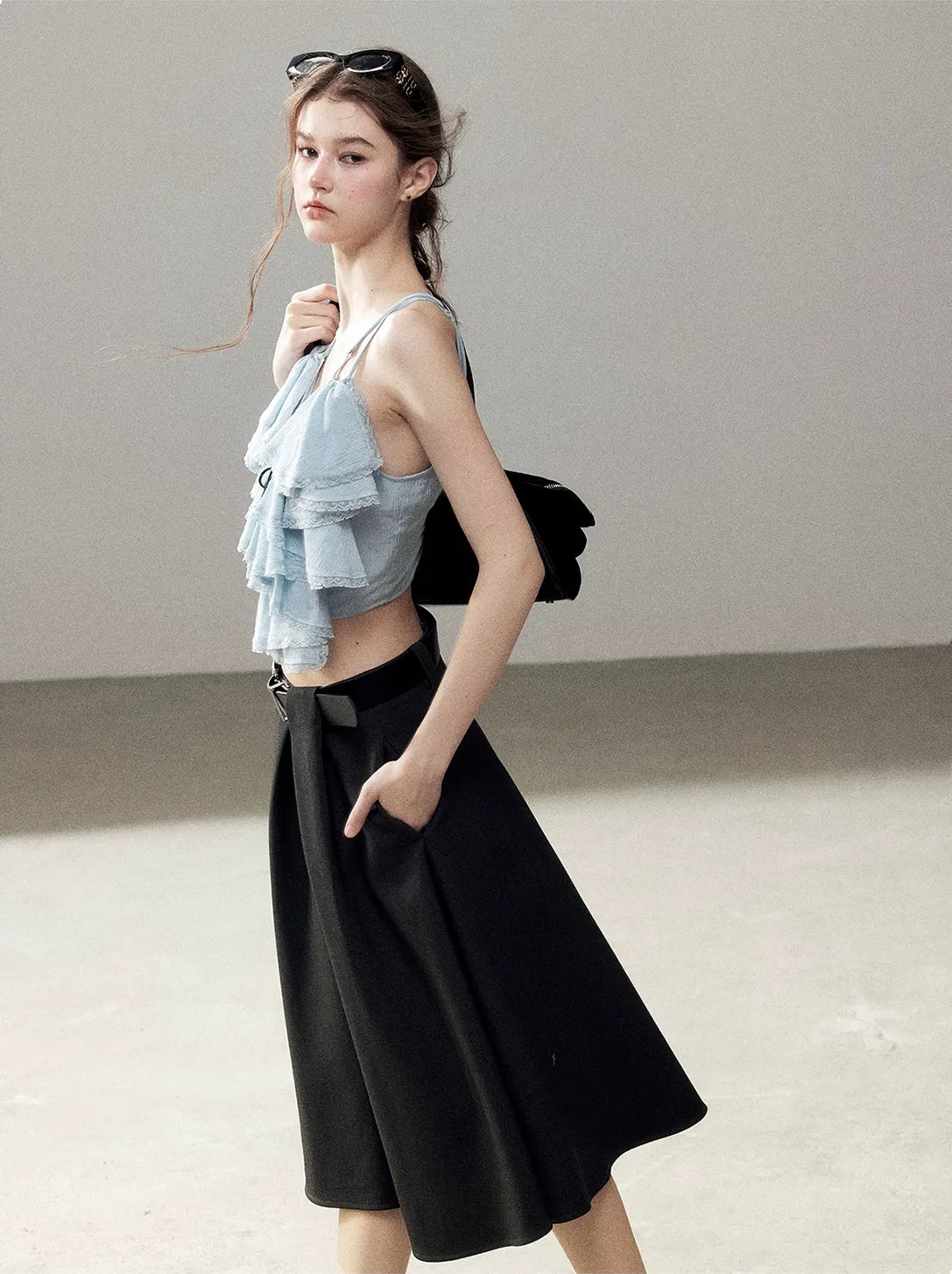 Pleated V-Neck Set