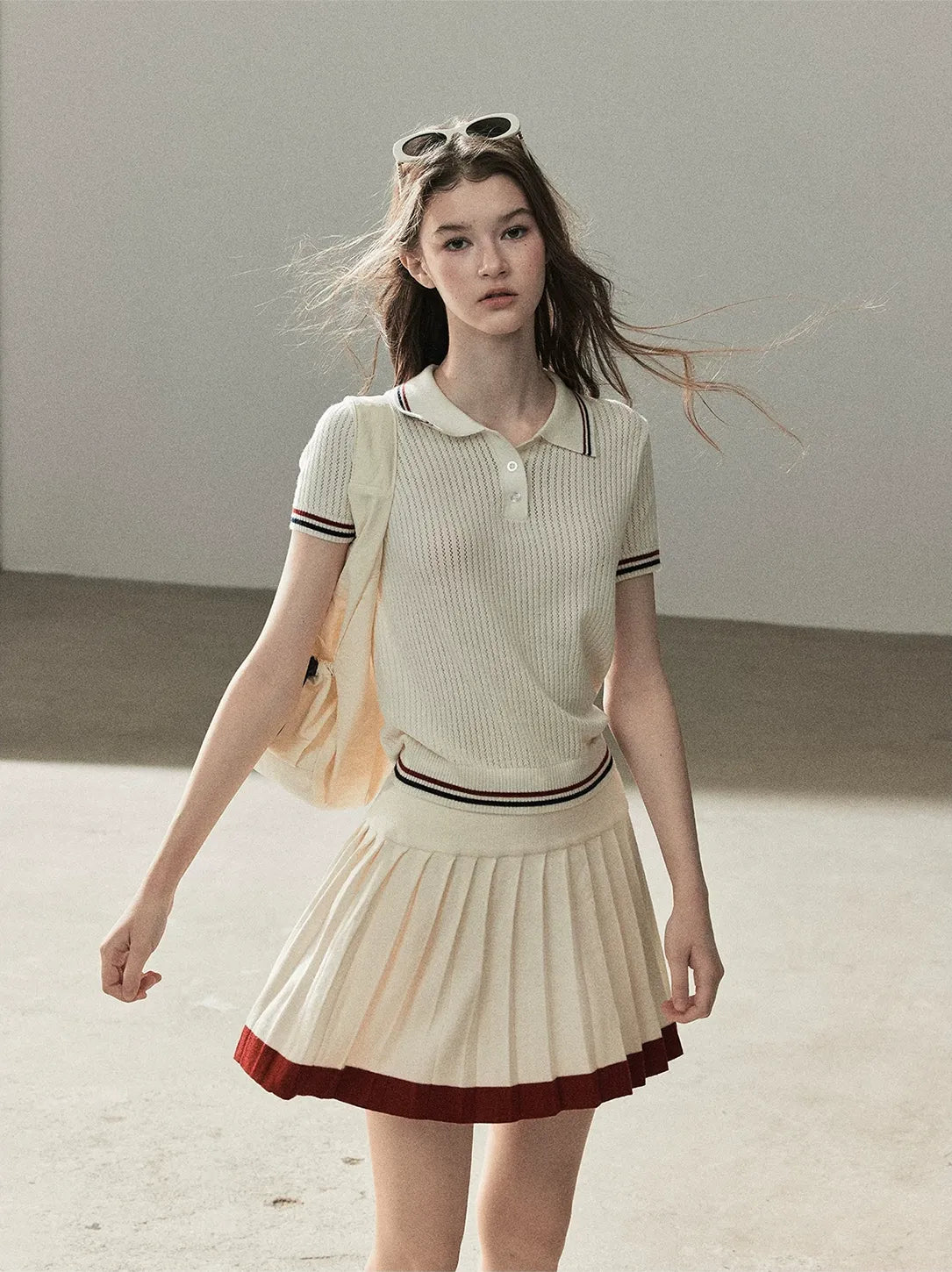Ribbed Knit Polo Set