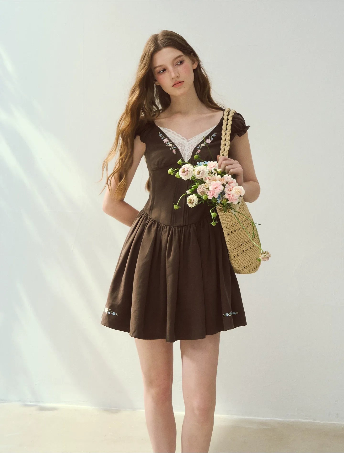 Lyocell Embroidered A-Line Dress