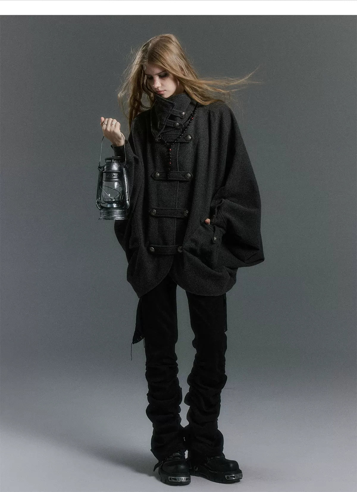 Double-Sided Batwing Wool Coat
