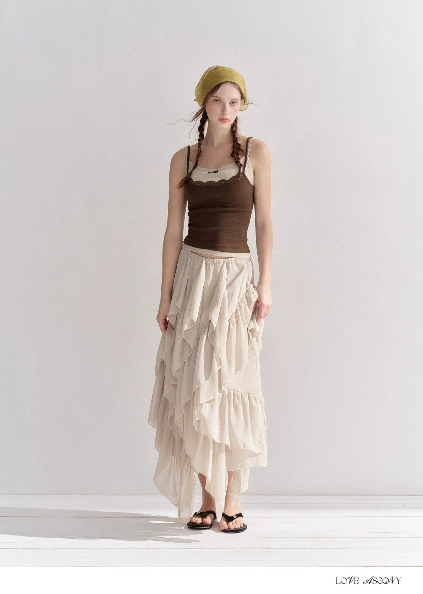 Irregular Ruffle Edge Chiffon Skirt