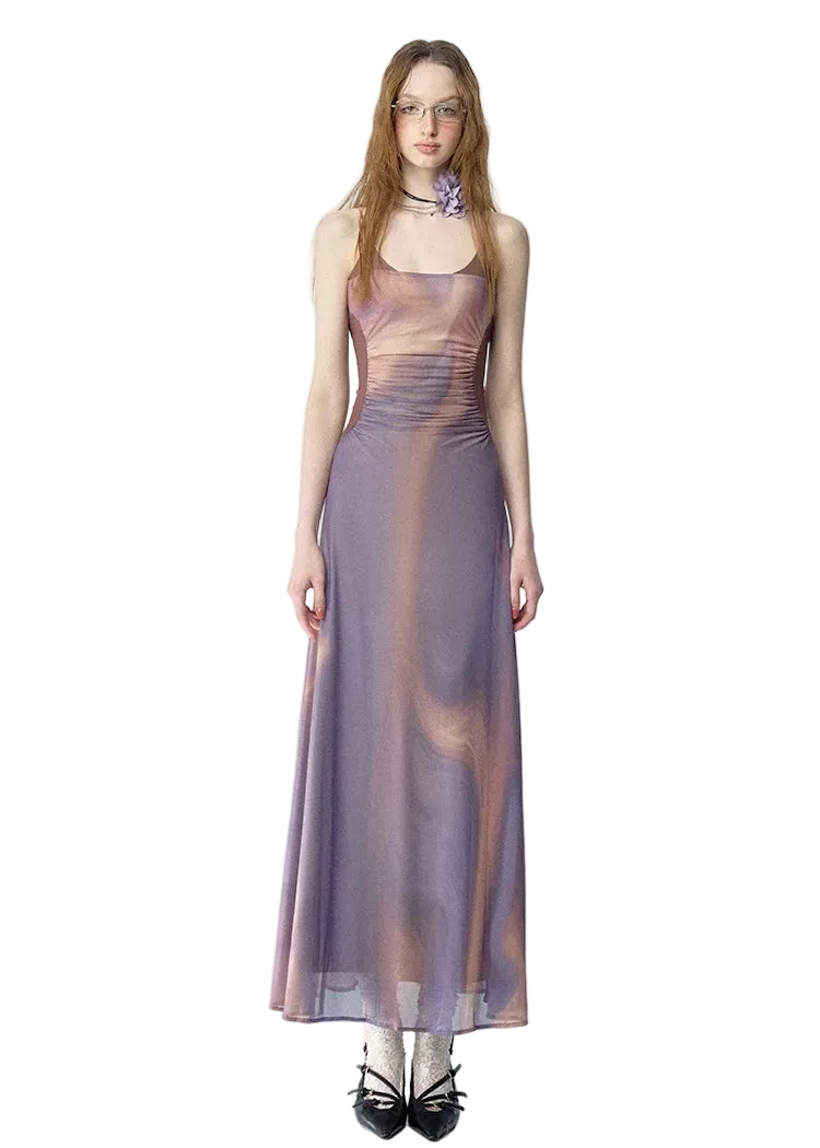 City Island Diary Colorblock Off-Shoulder Slip Dress