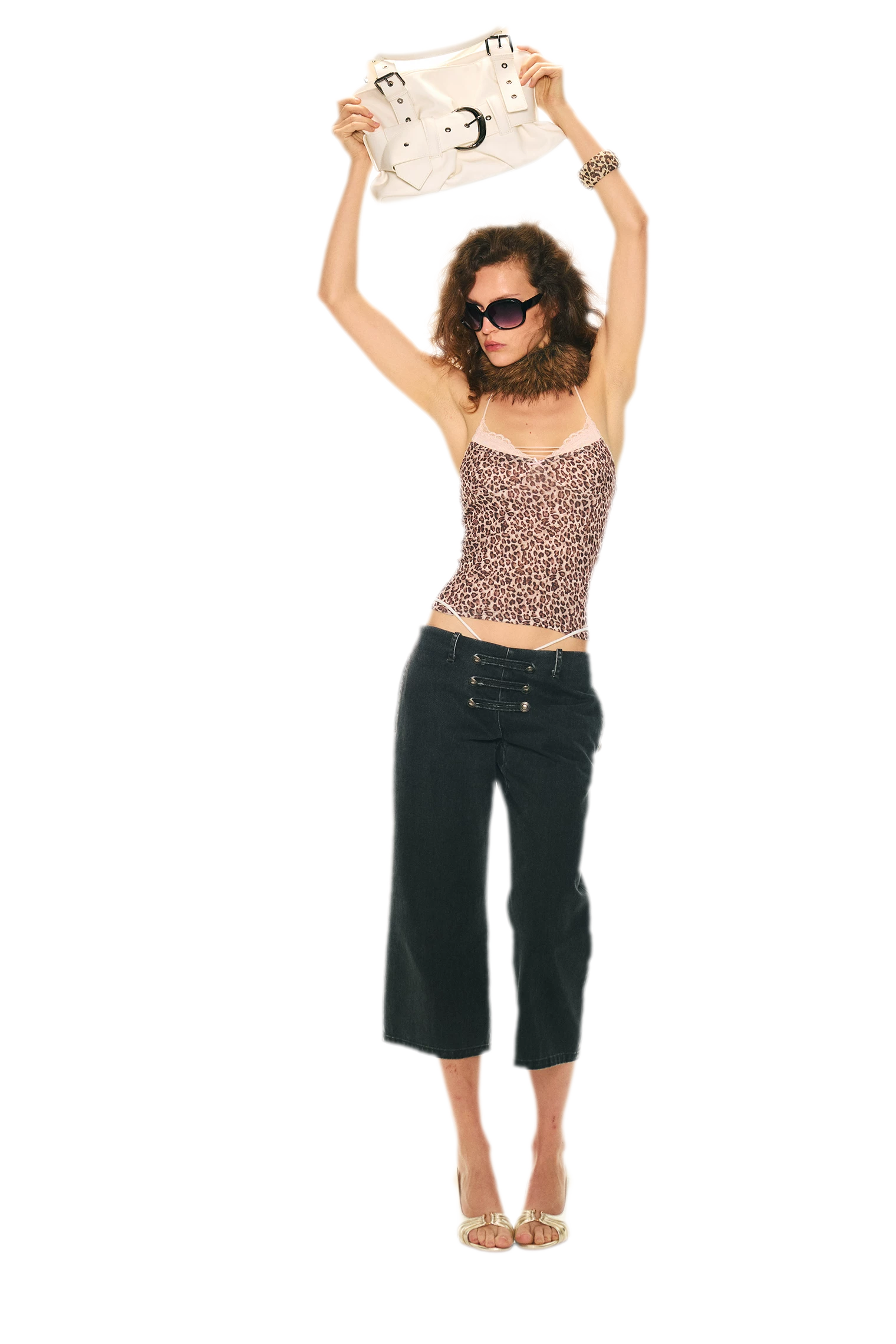 Vintage Pirate Buckle Denim Capris