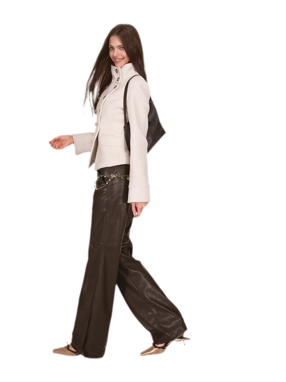 レトロPUデコンストラクテッドパンツ