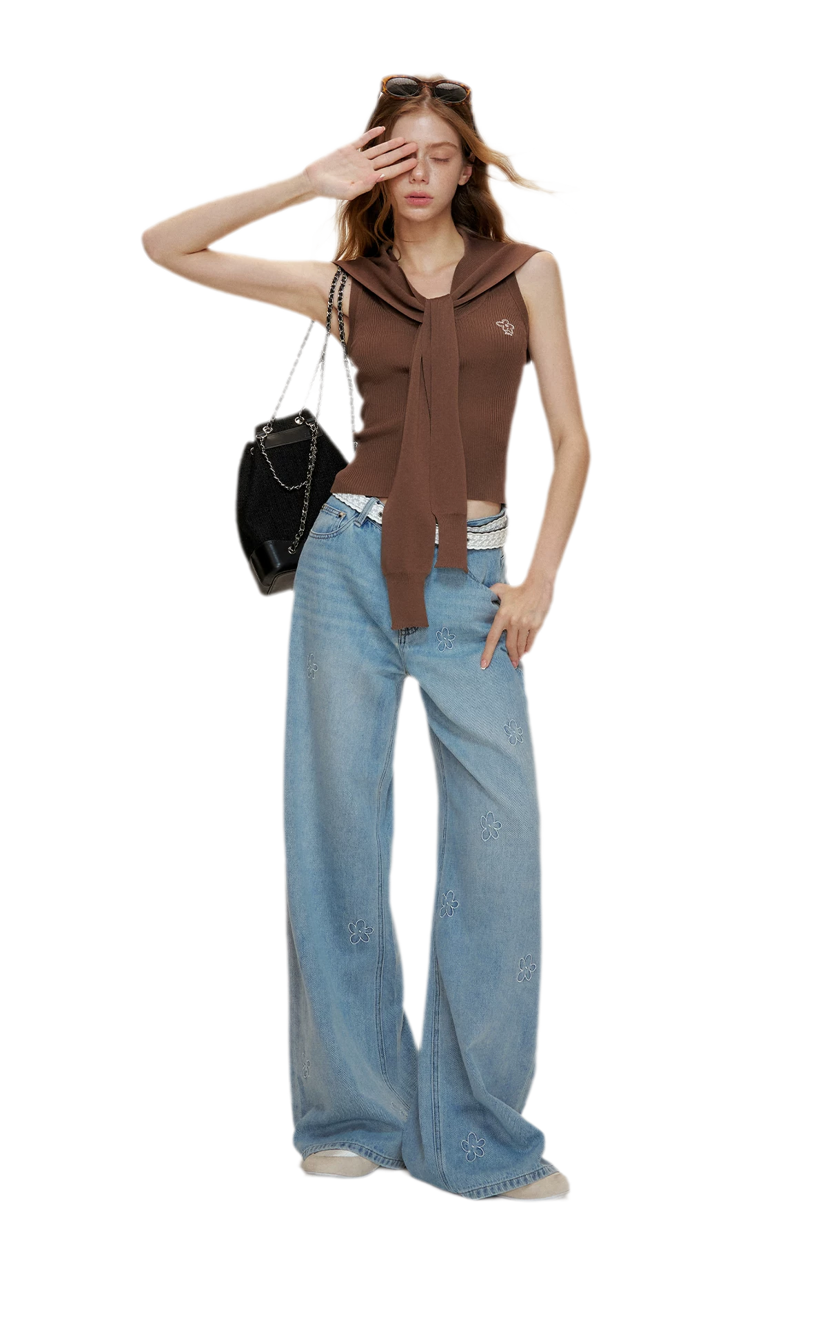 Soft Tencel Navy Shawl Tank
