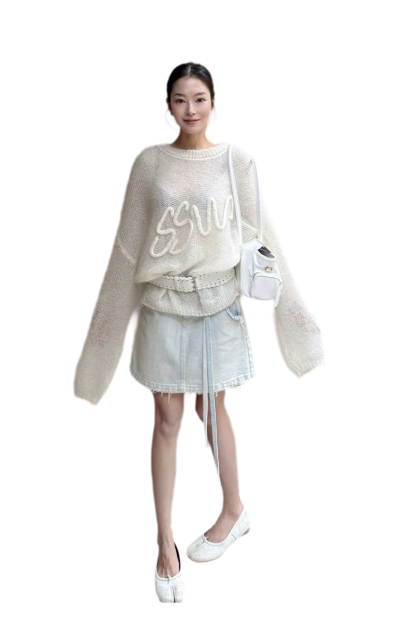 Mohair Openwork Logo Sweater