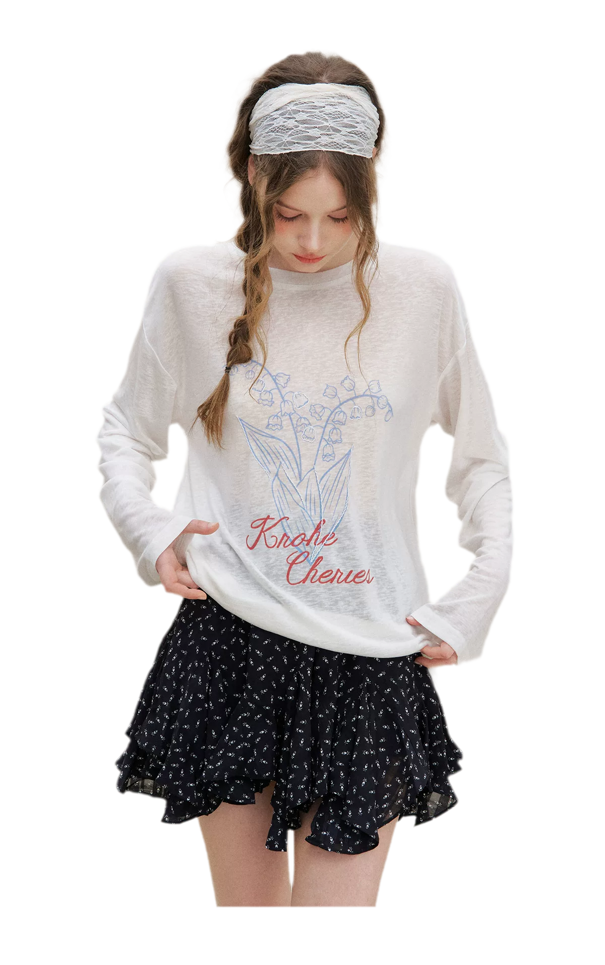 Hand-Drawn Floral Sun Protection Pullover
