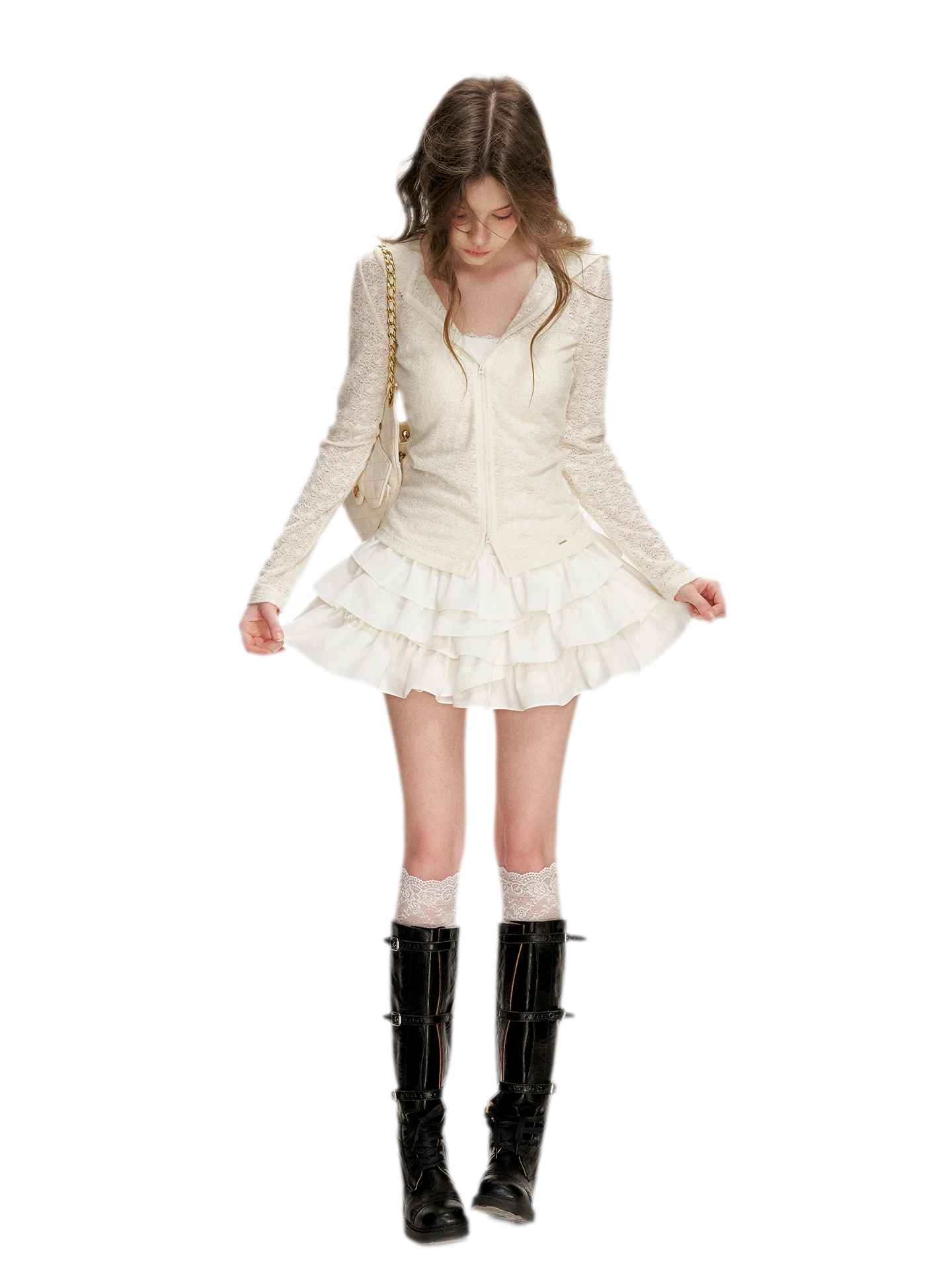 Irregular Cloud White A-line Skirt