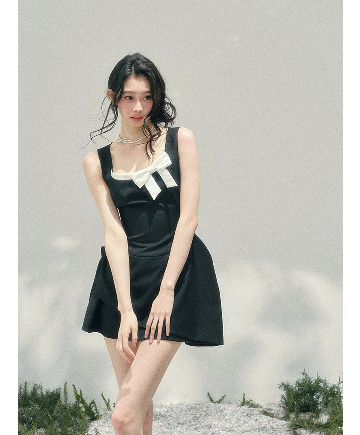 Sleek Bowknot Mini Dress