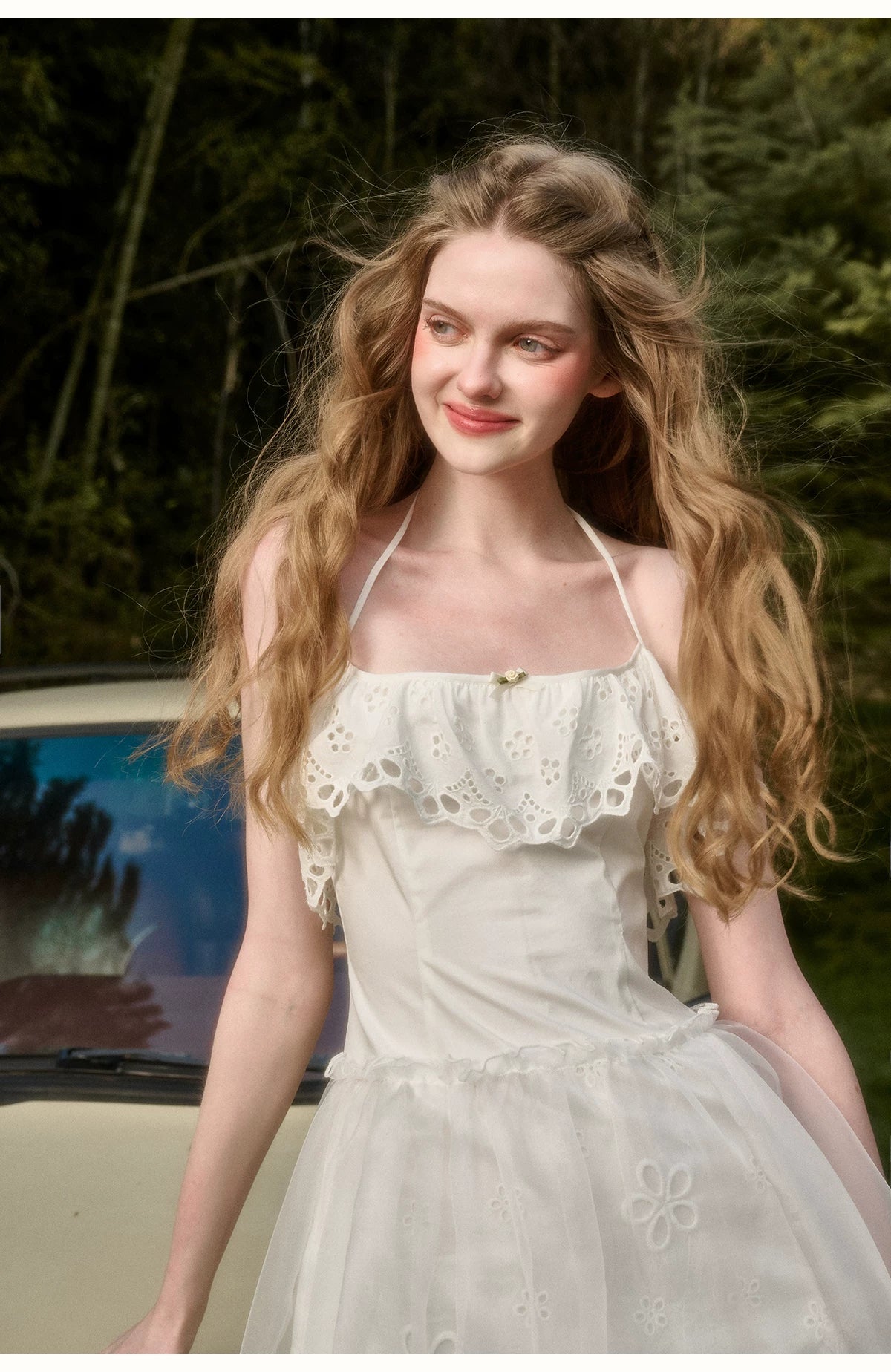 Water Embroidered Slim Camisole Dress