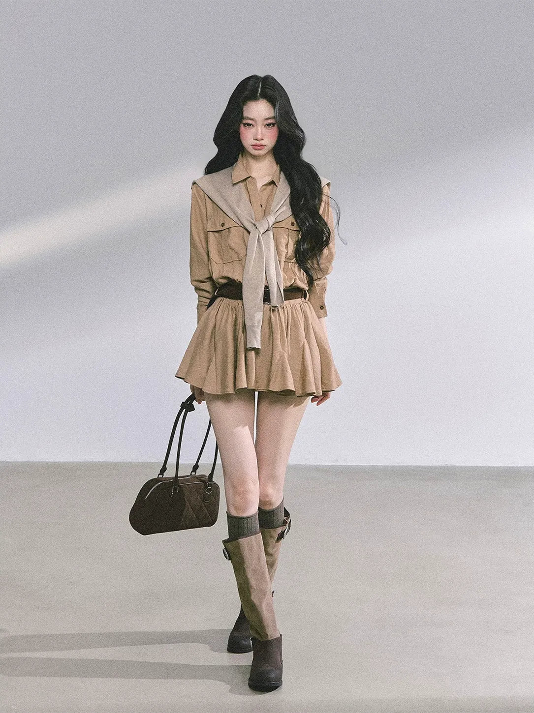 Plaid Petal Panel Mini Dress