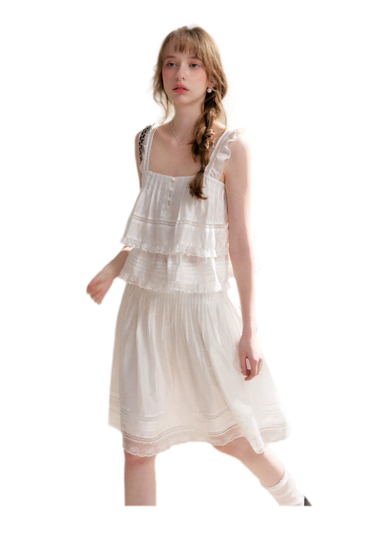 Lace Edge Camisole and Skirt Set